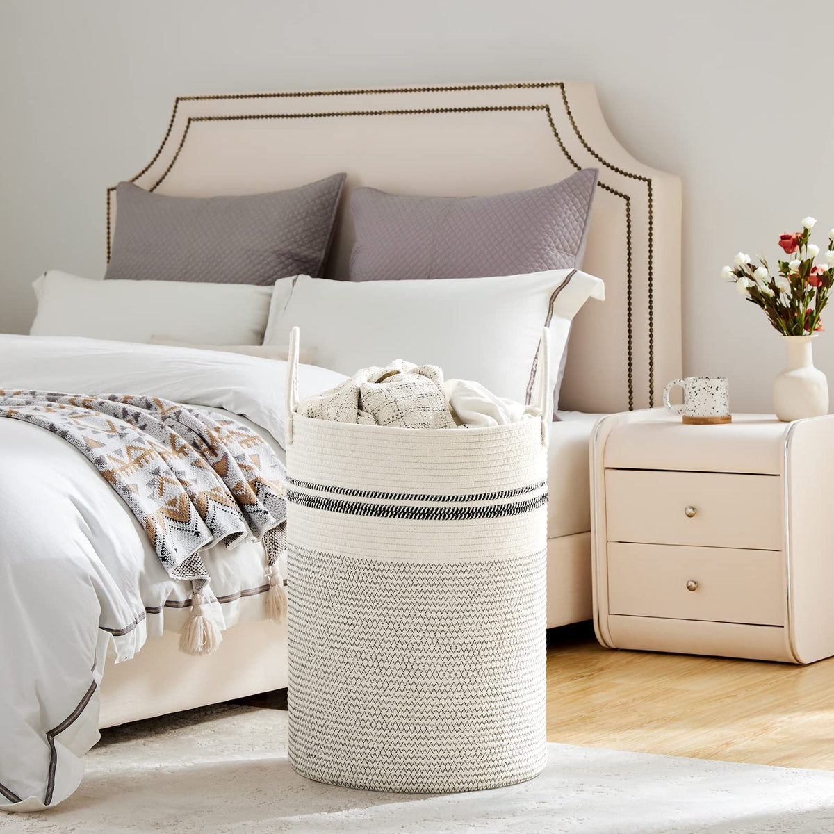 72L Tall Woven Laundry Basket Hamper