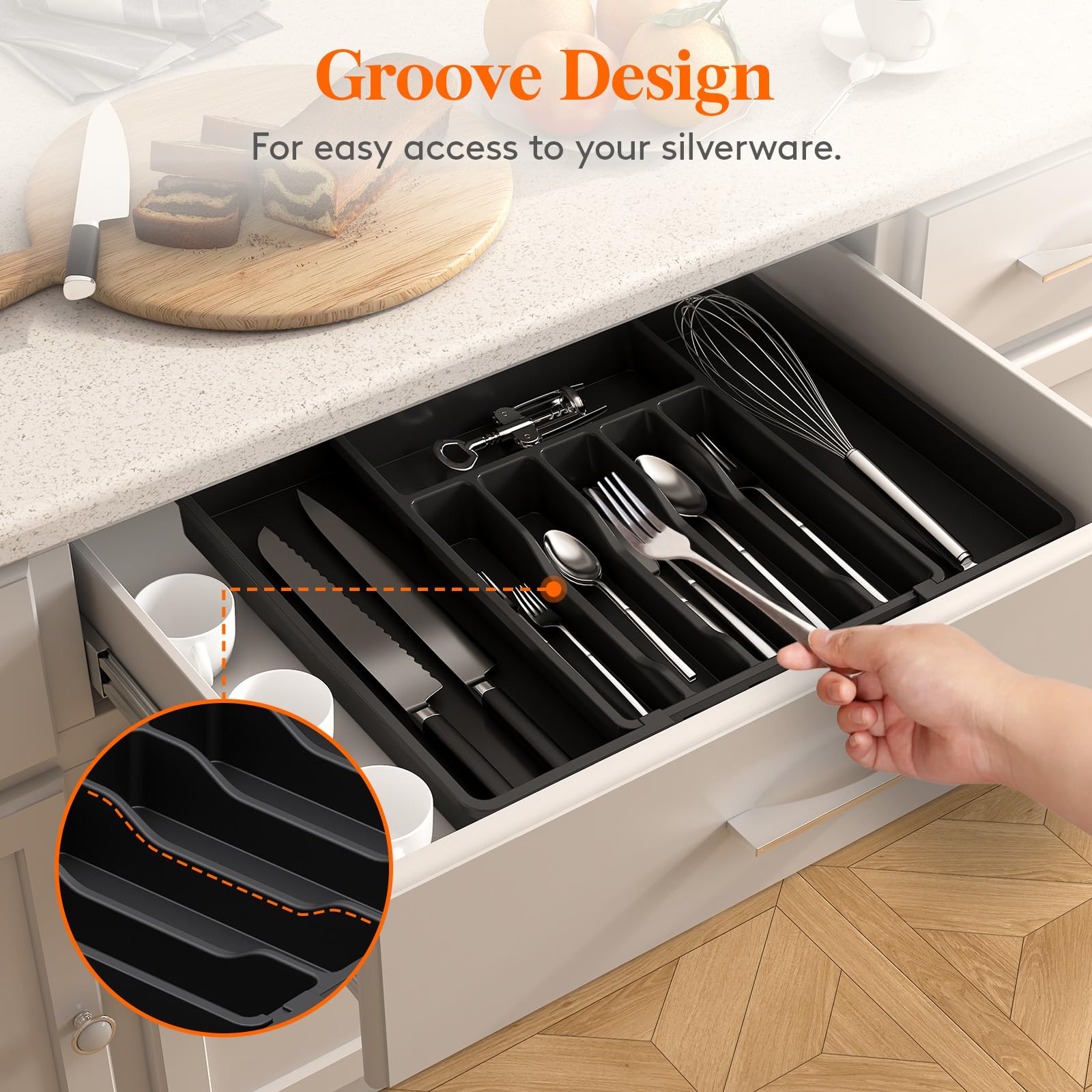 Extra Large Silverware Drawer Organizer
