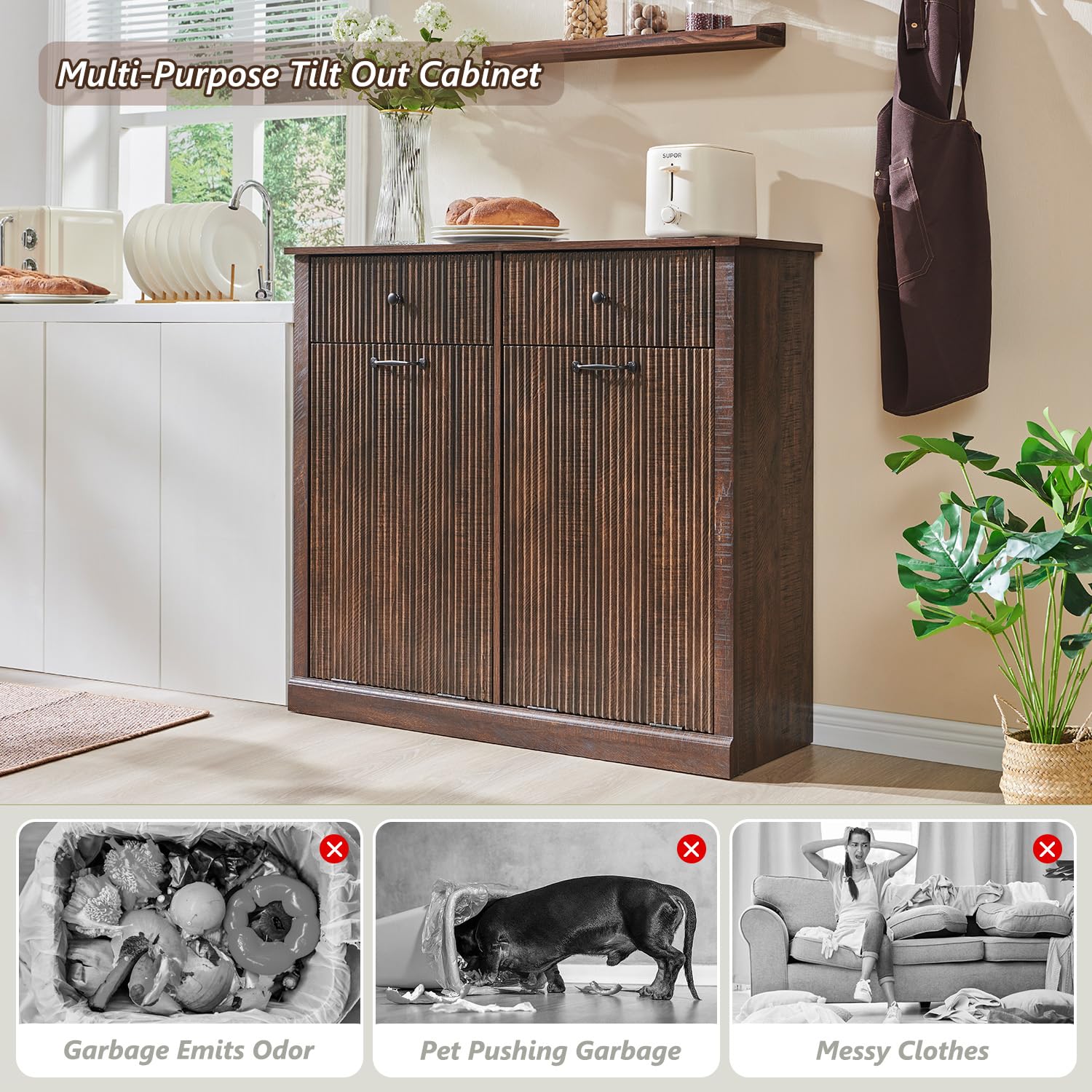 Double Tilt Out Trash Cabinet