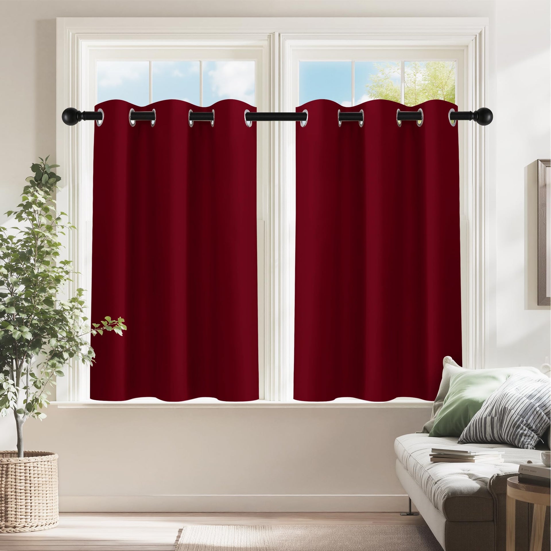 Christmas Burgundy Red Blackout Curtains and Drapes (2 Count)