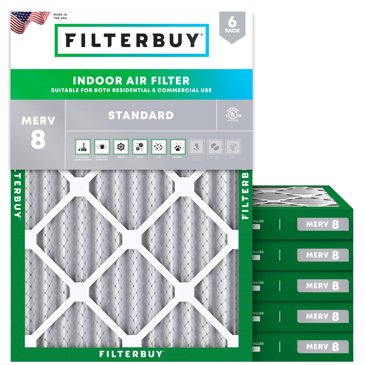 24x30x2 Air Filter MERV 8 Dust & Allergy Defense (6 Count)