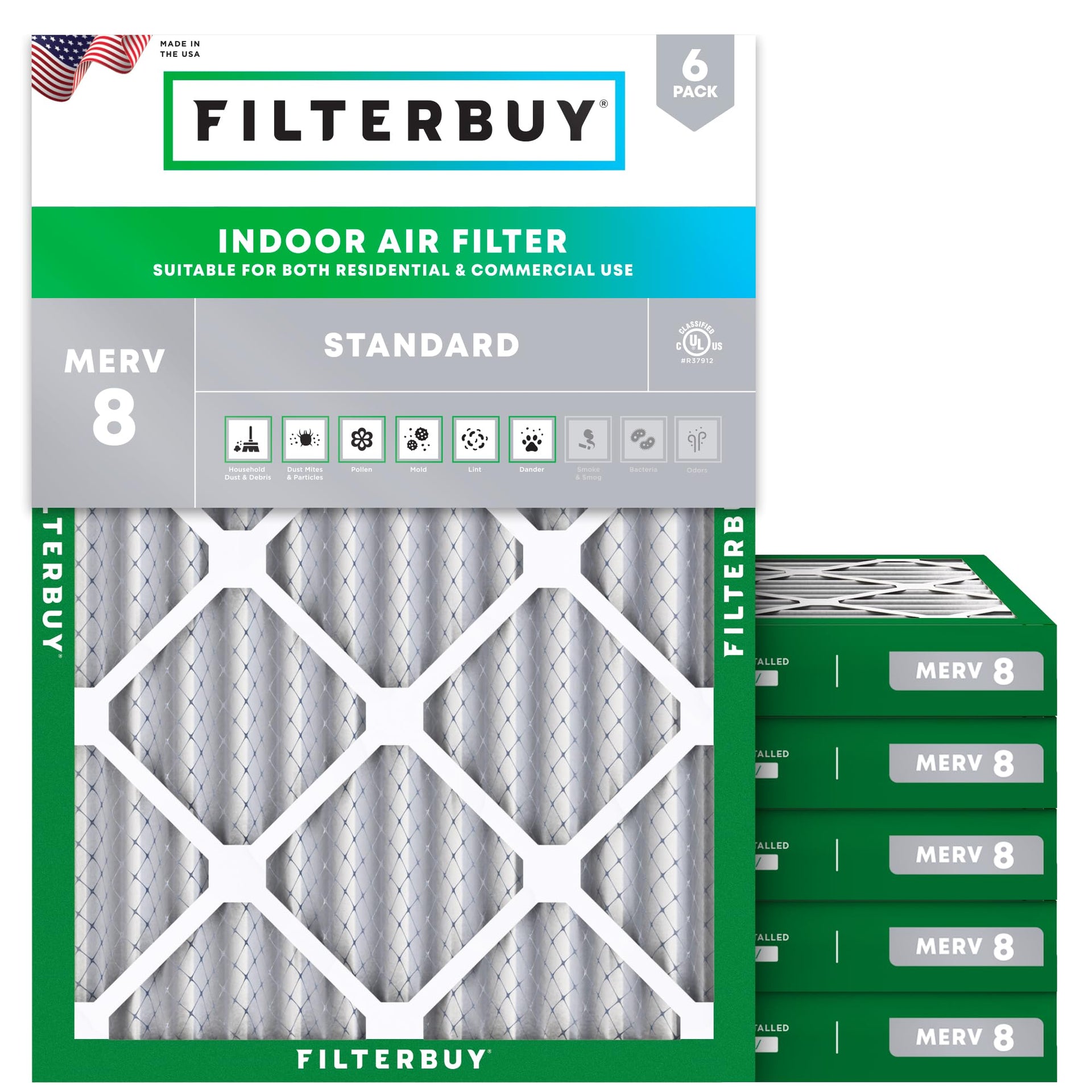 24x28x2 Air Filter MERV 8 Dust & Allergy Defense (6 Count)