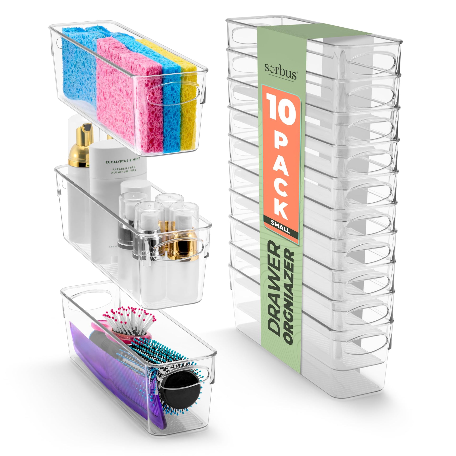 Small Clear Plastic Storage Bins for Organizing (10 Count)