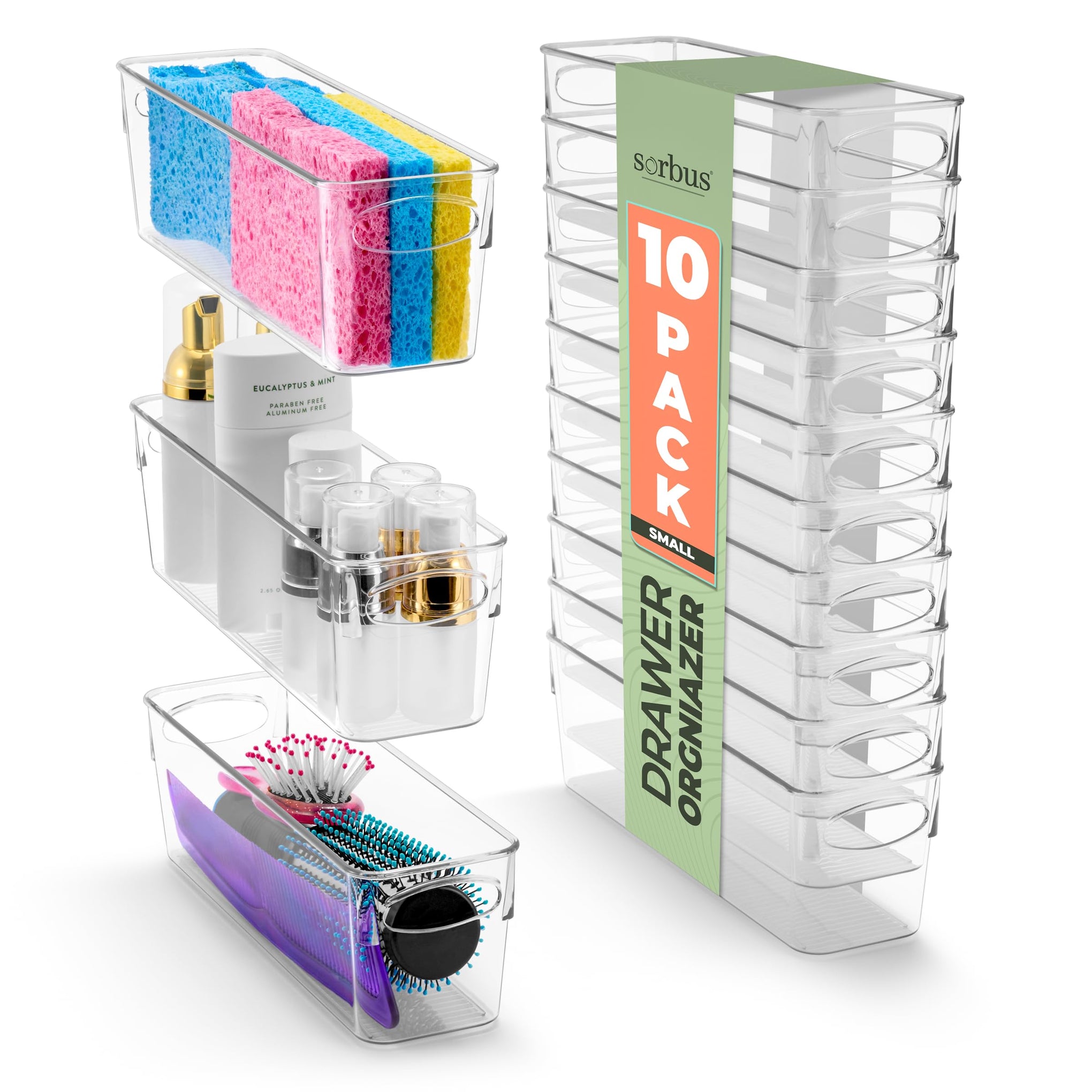 Small Clear Plastic Storage Bins for Organizing (10 Count)