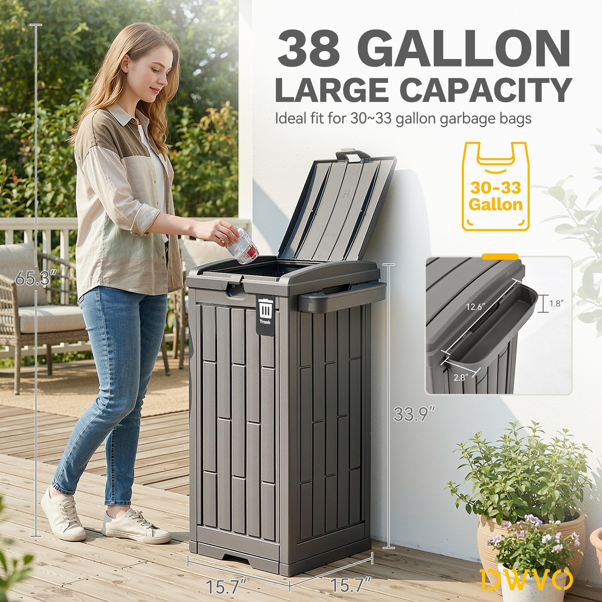 38 Gallon Outdoor Trash Can