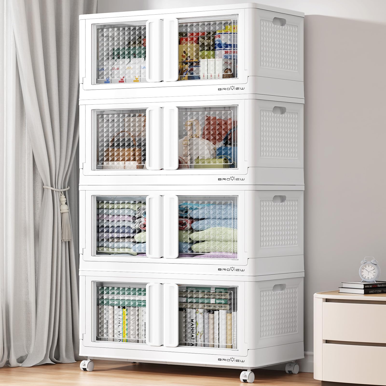 400 Qt Stackable Storage Bins with Lids & Doors (4 Count)