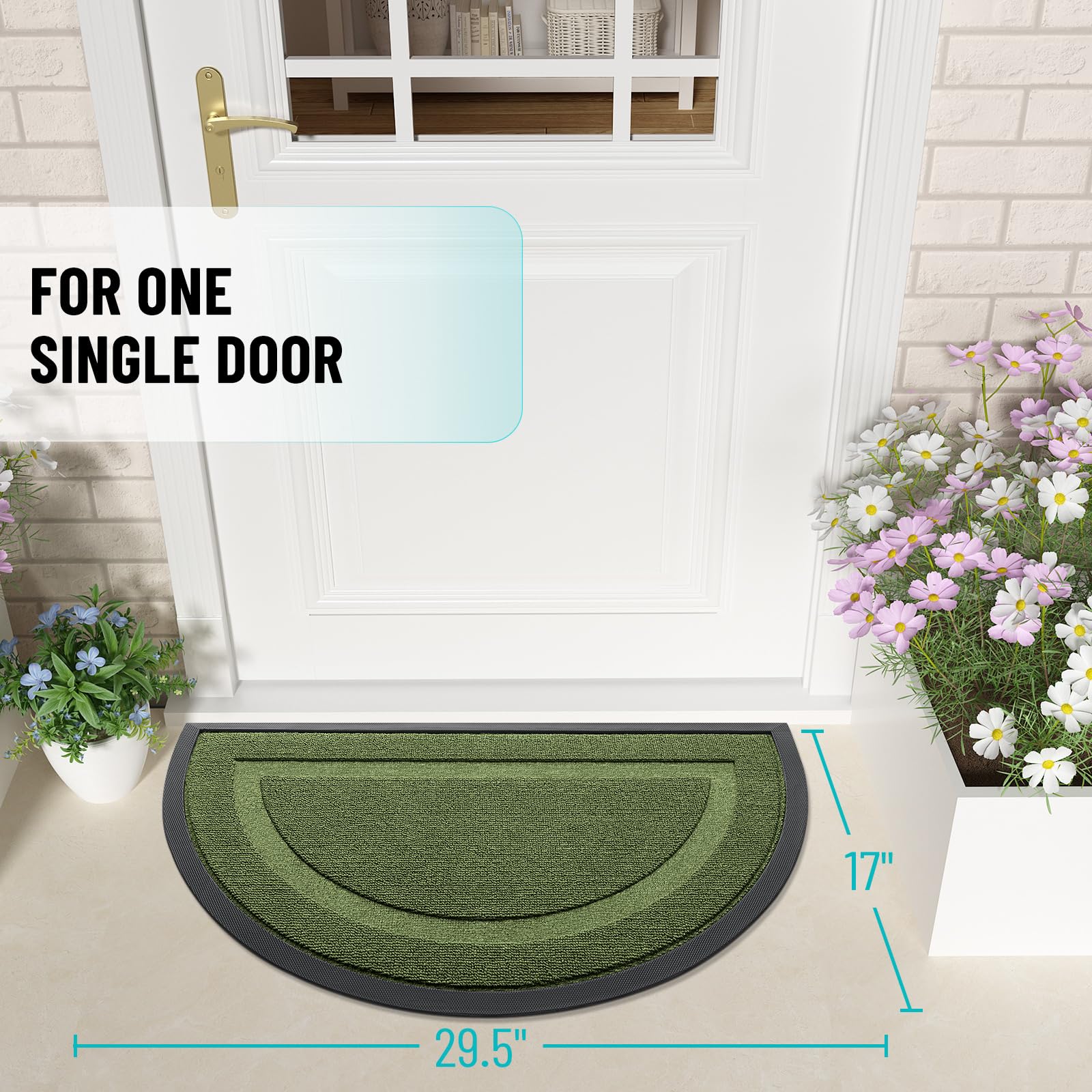 Half Circle Front Door Mat Outside 29.5x17 All