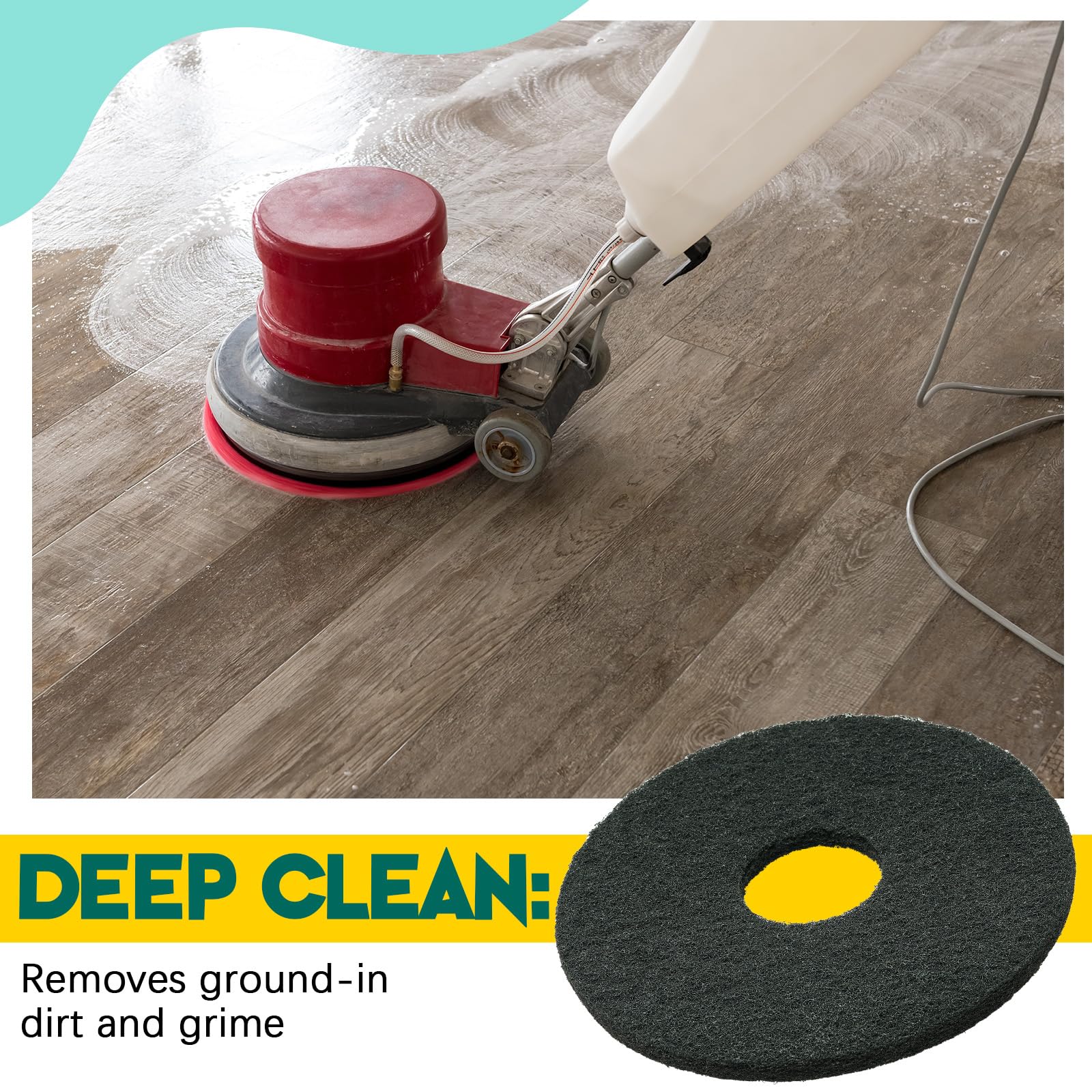 12" Black Scrubbing Pads Commercial Cleaning Orbiter Pads (2 Count)