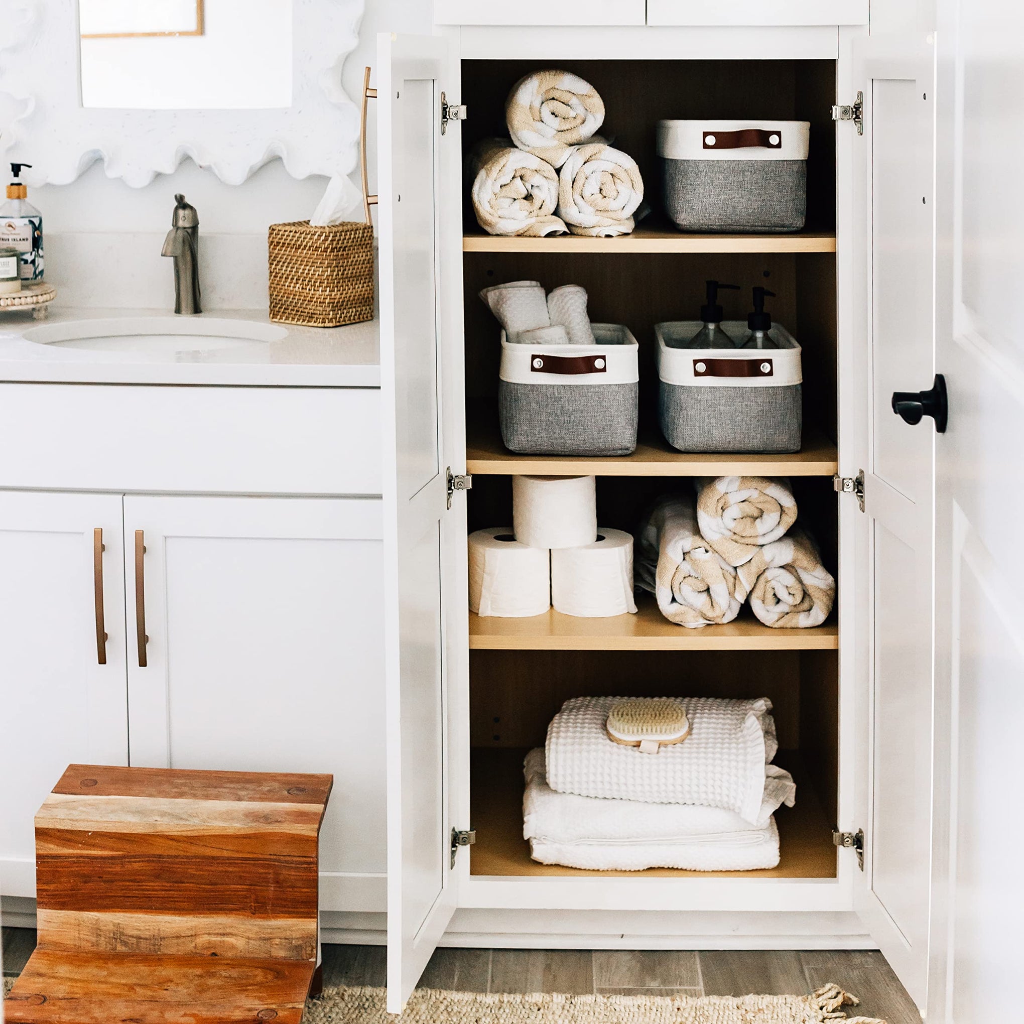 12x8in Canvas Storage Baskets (6 Count)