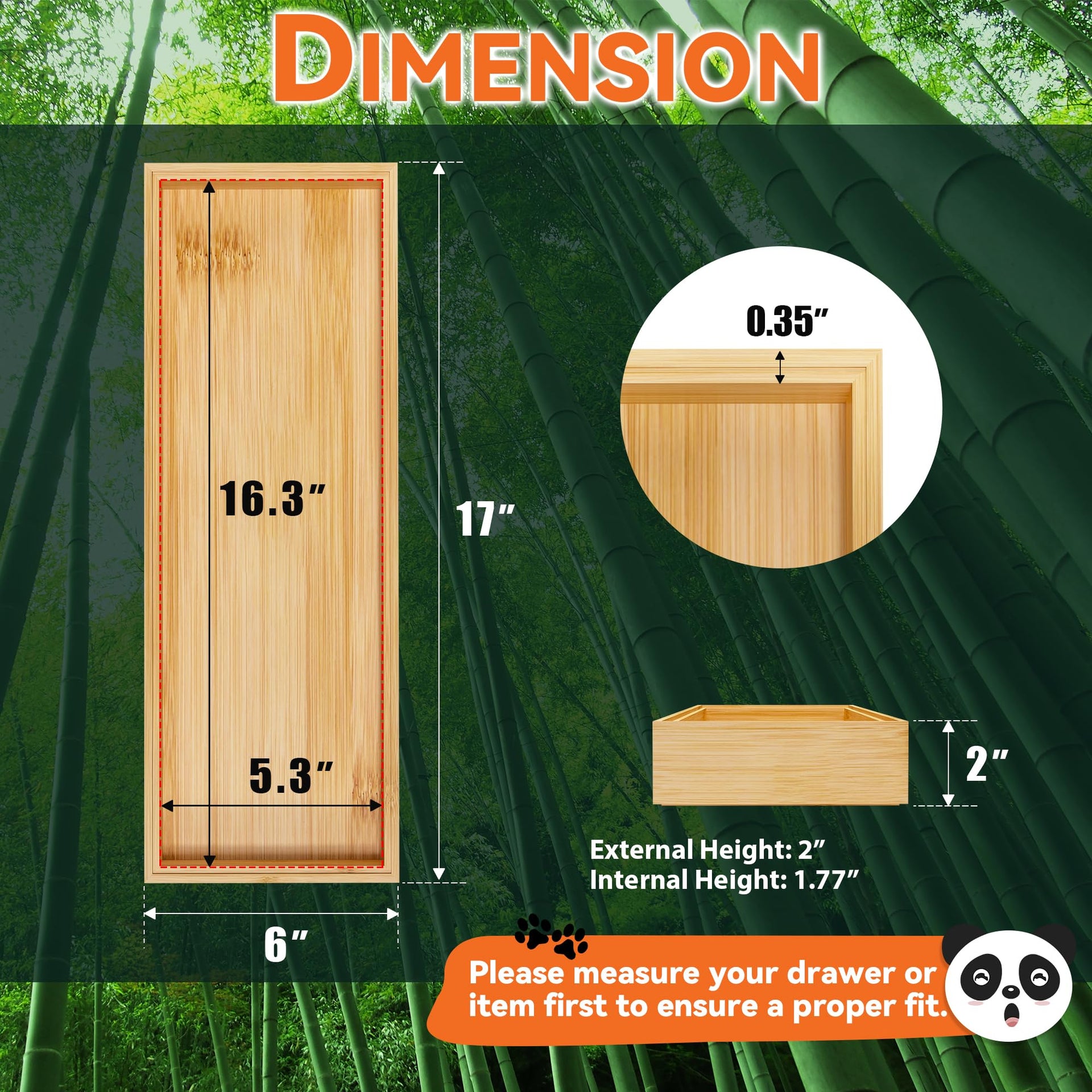 Bamboo Drawer Organizer for Kitchen & Bath (2 Count)