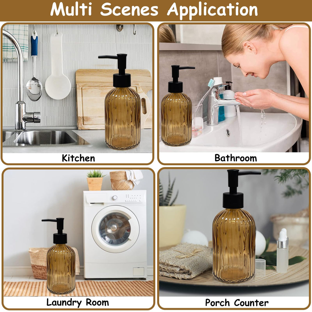 Black Pump Glass Soap Dispenser