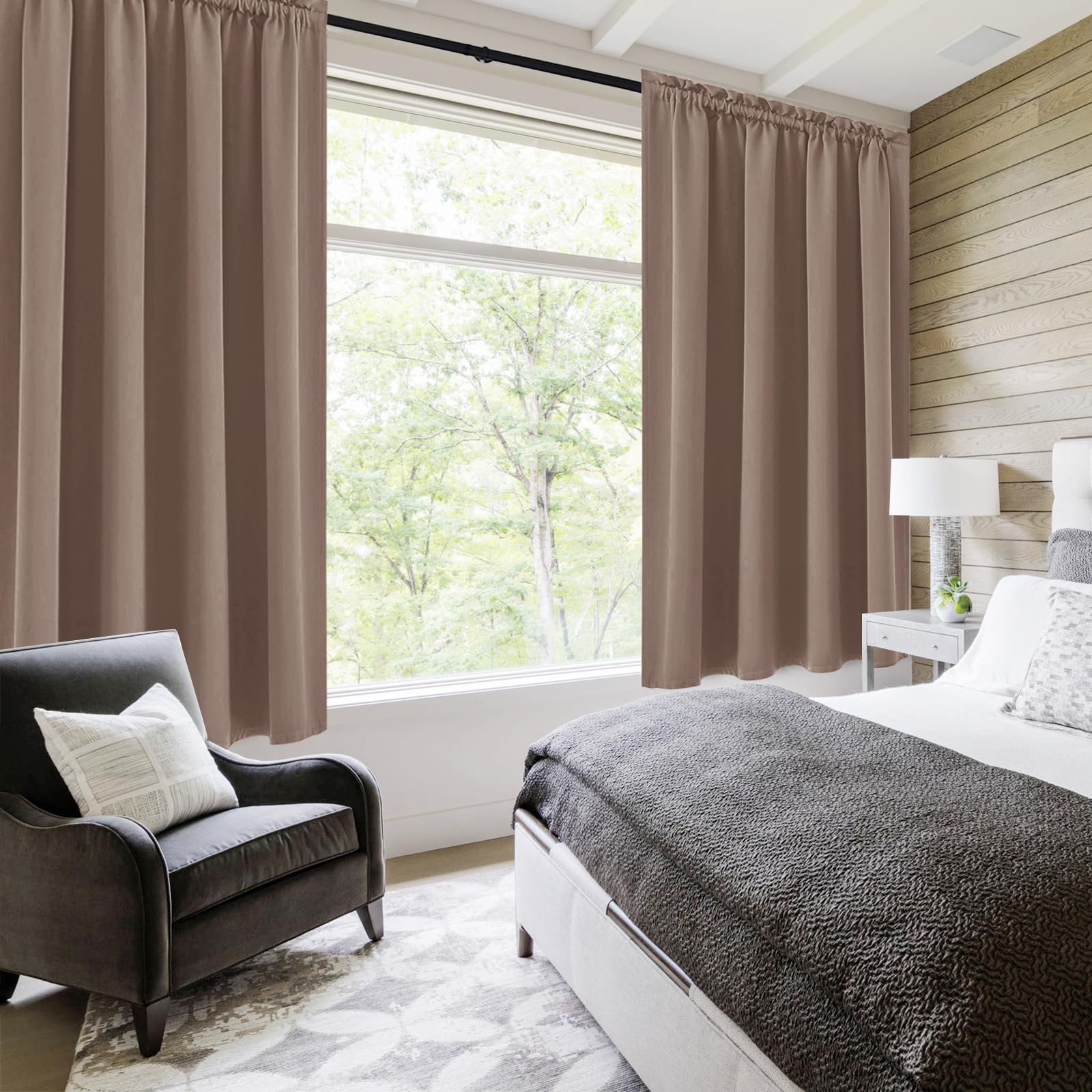 Short Blackout Curtains 52 x 36 Inch Long for Kitchen RV Bunk Khaki (2 Count)