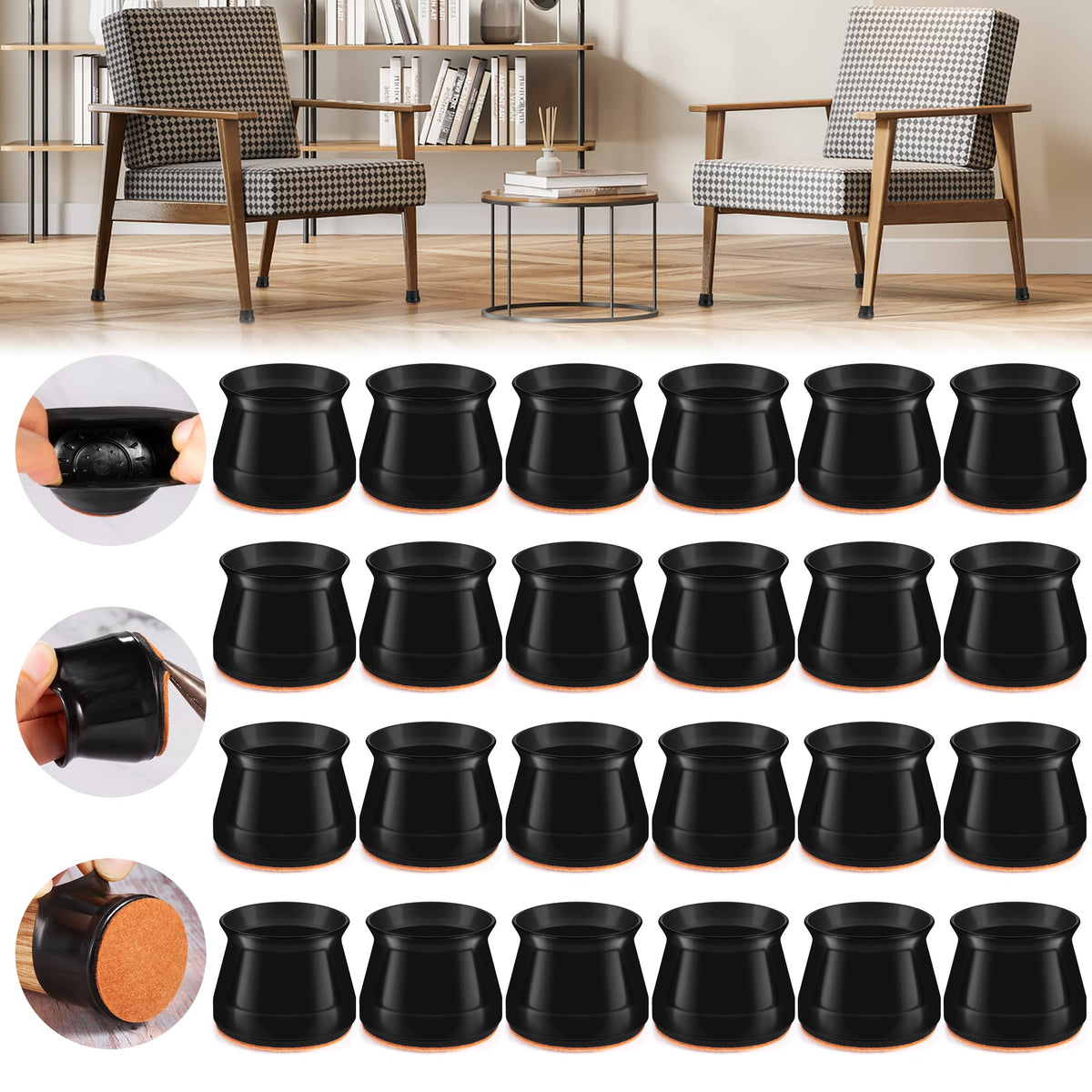 24PCS Upgraded Silicone Chair Leg Floor Protectors for Hardwood Floors (24 Count)
