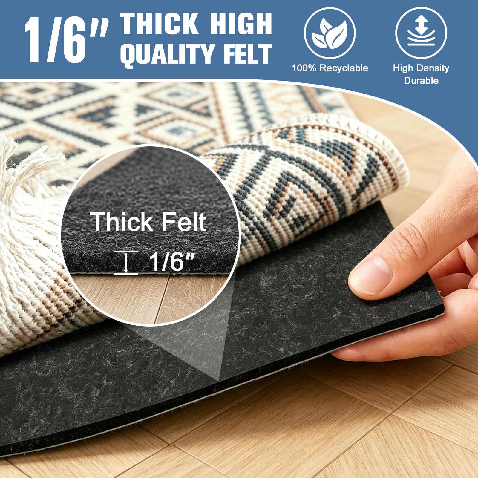 2x8 Ft Non Slip Rug Pad Gripper (16 Sq Ft)