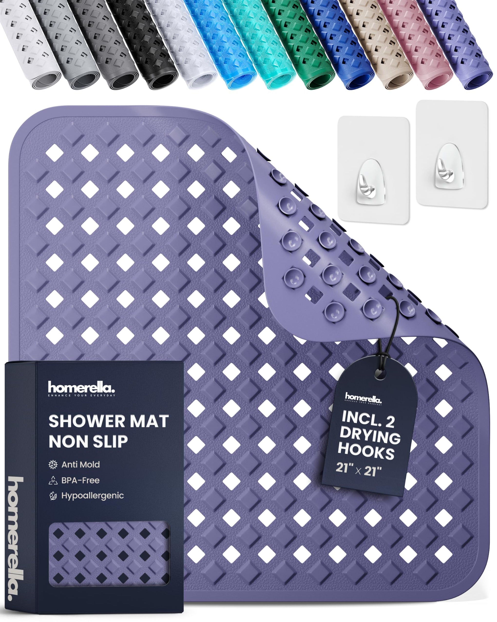 Square Shower Mat Non Slip Anti Mold 21x21 Anti Slip Shower Mat