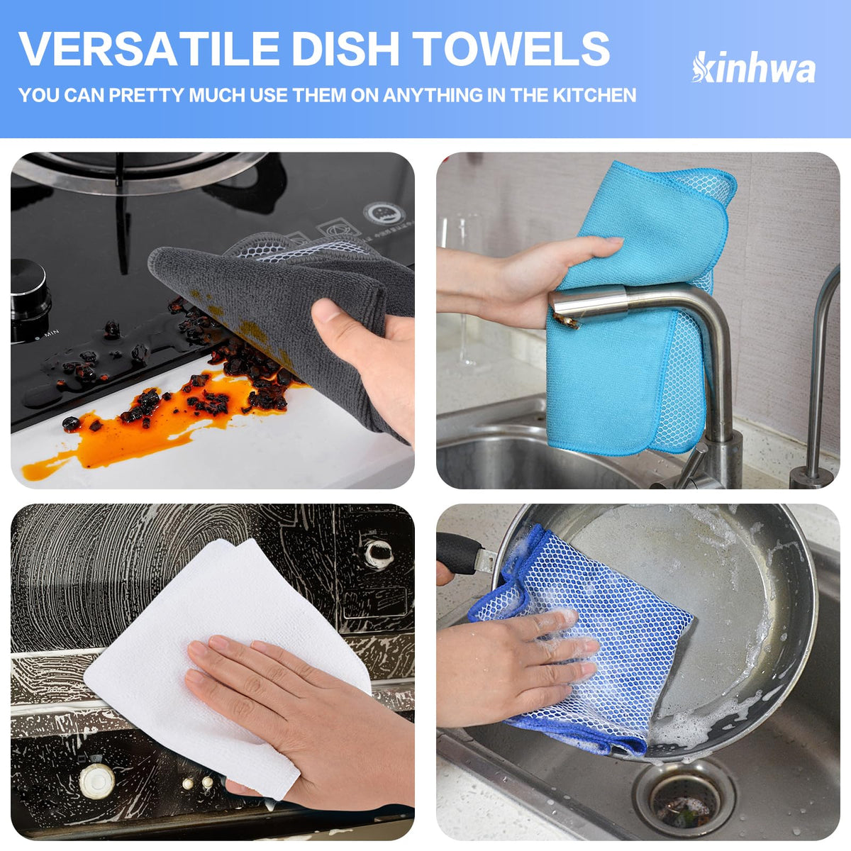 Dish Cloths for Washing Dishes with Scrub Side (9 Count)