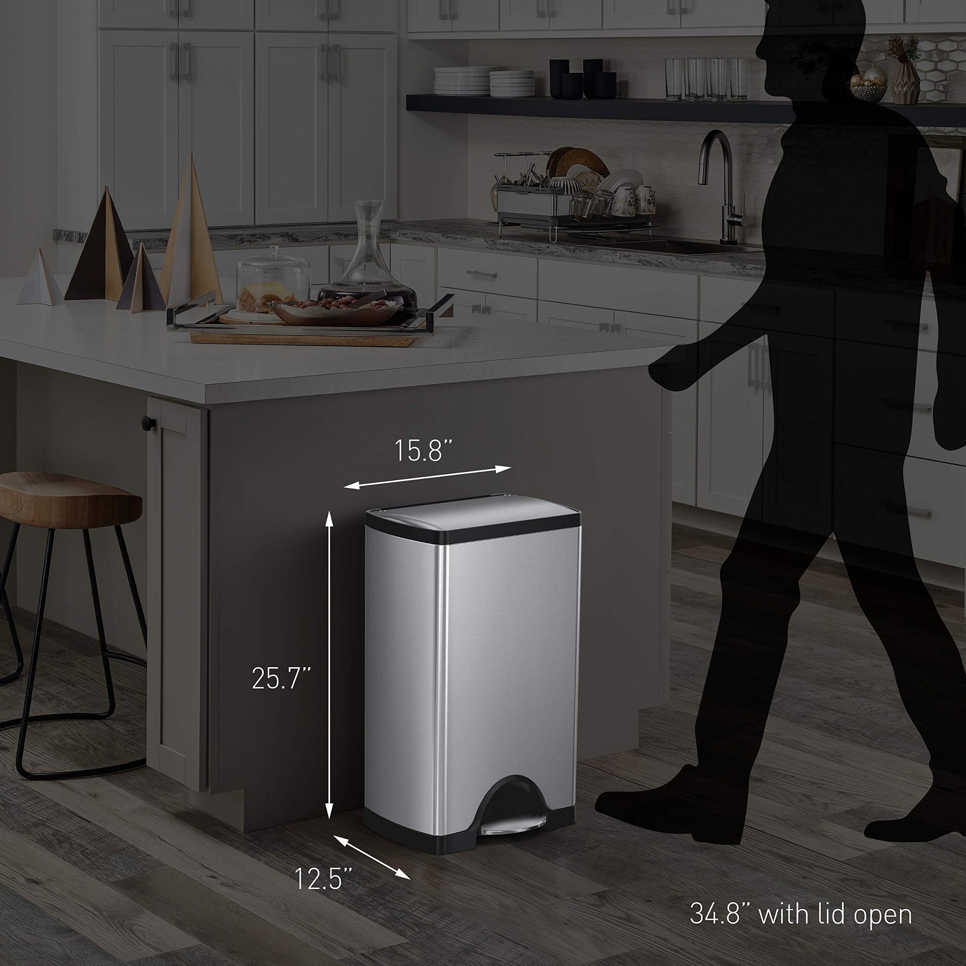 38 Liter 10 Gallon Rectangular Kitchen Step Trash Can