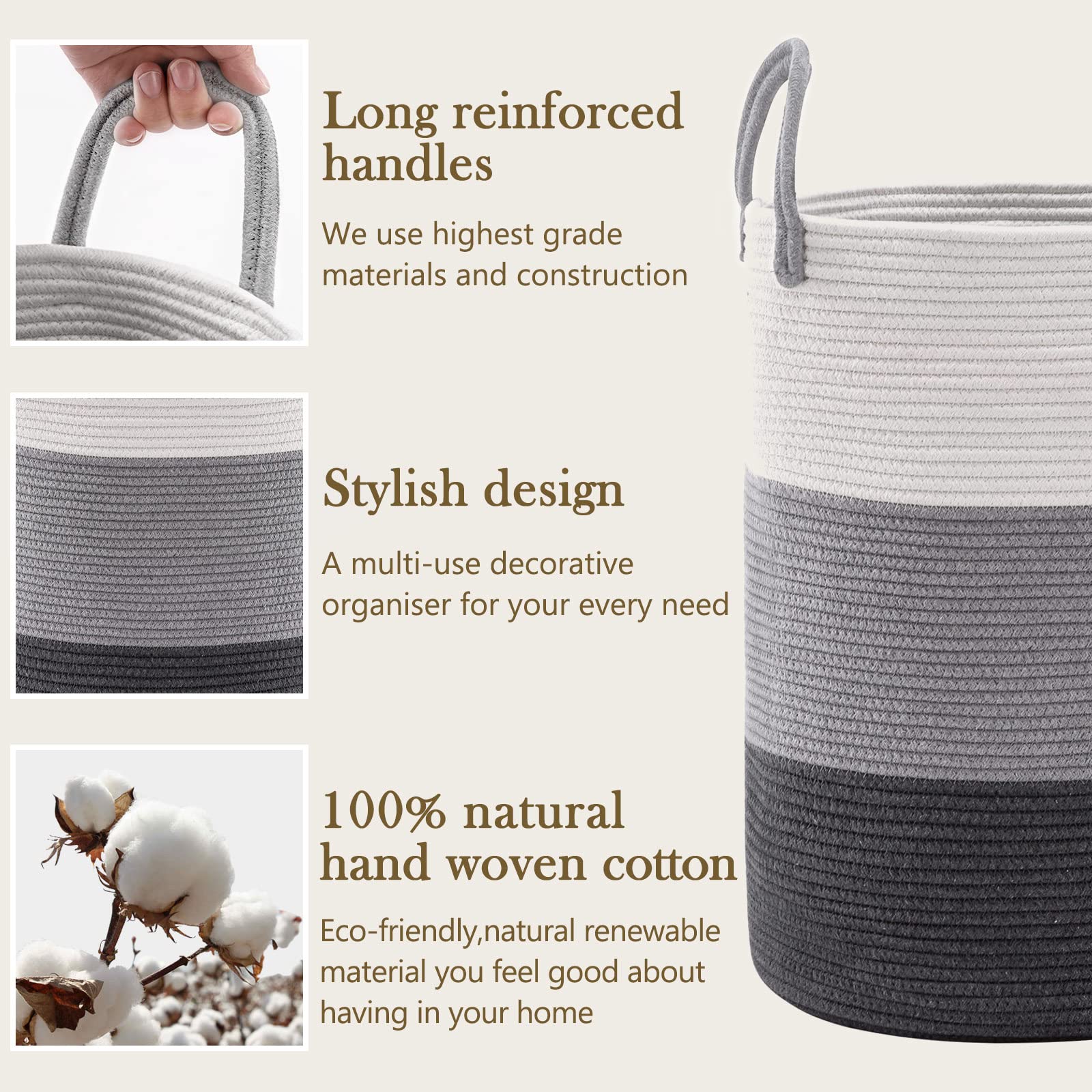 Cotton Rope Laundry Hamper Basket (1961.2133 Fl Oz) - ModHome Supplies