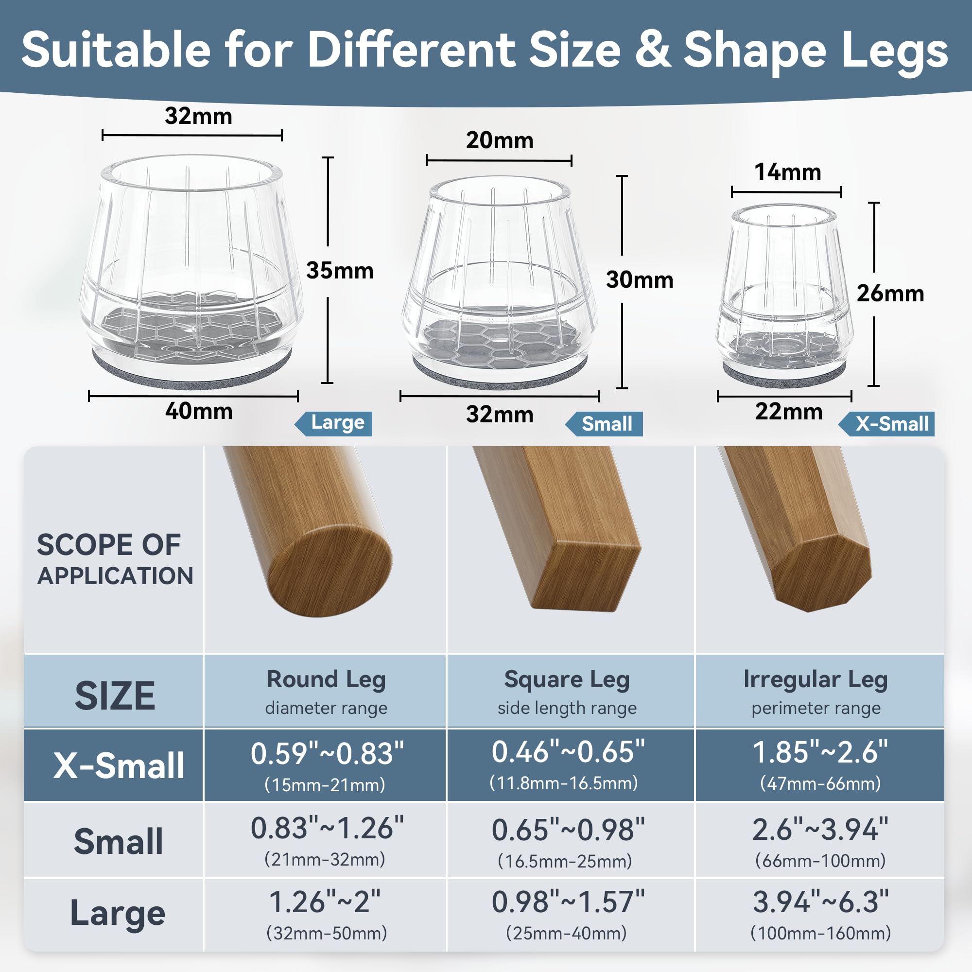 24PCS Extra Small Silicone Chair Leg Floor Protectors for Hardwood Floors (24 Count)
