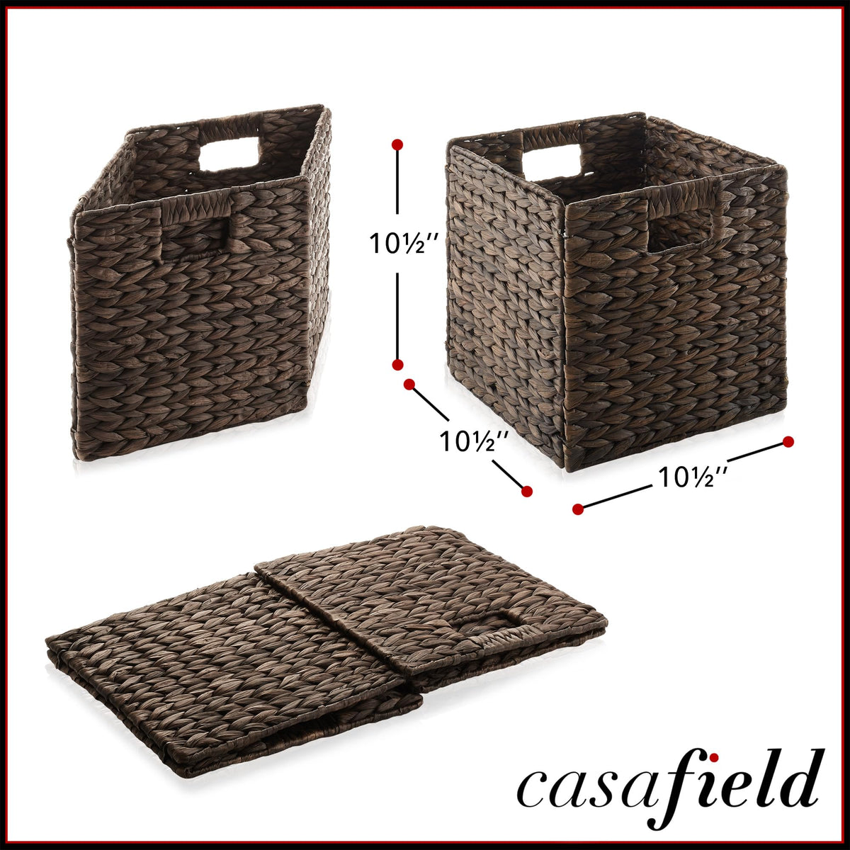 10.5" x 10.5" Water Hyacinth Storage Baskets (4 Count)
