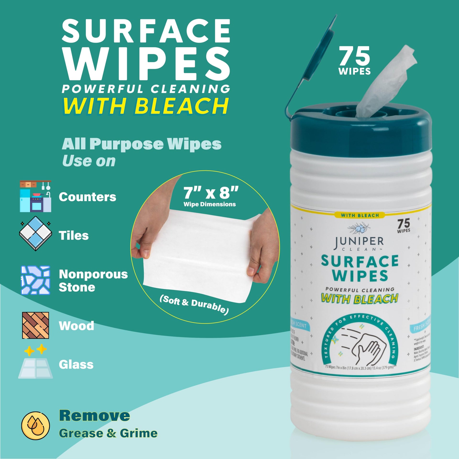 4 Pack Surface Cleaning Wipes with Bleach (300 Count) - ModHome Supplies
