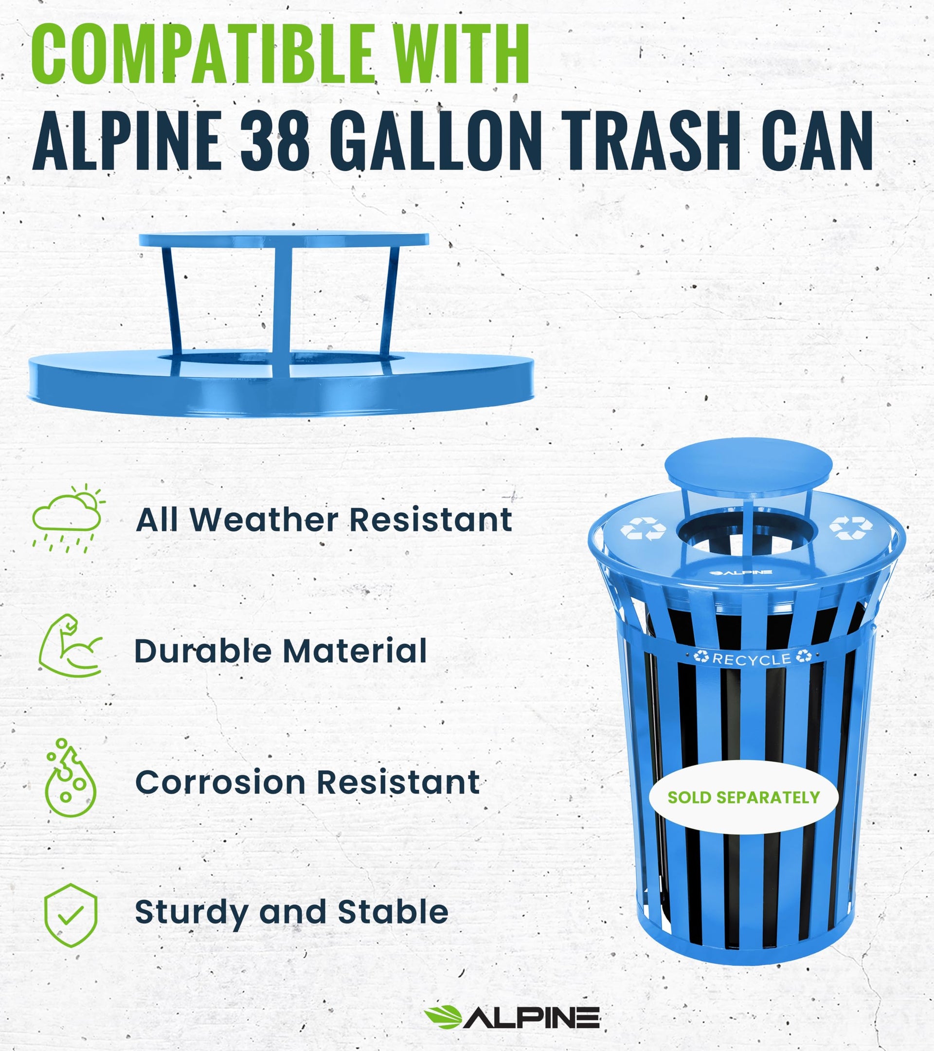 Outdoor Metal Waste Receptacle Rain Bonnet Lid