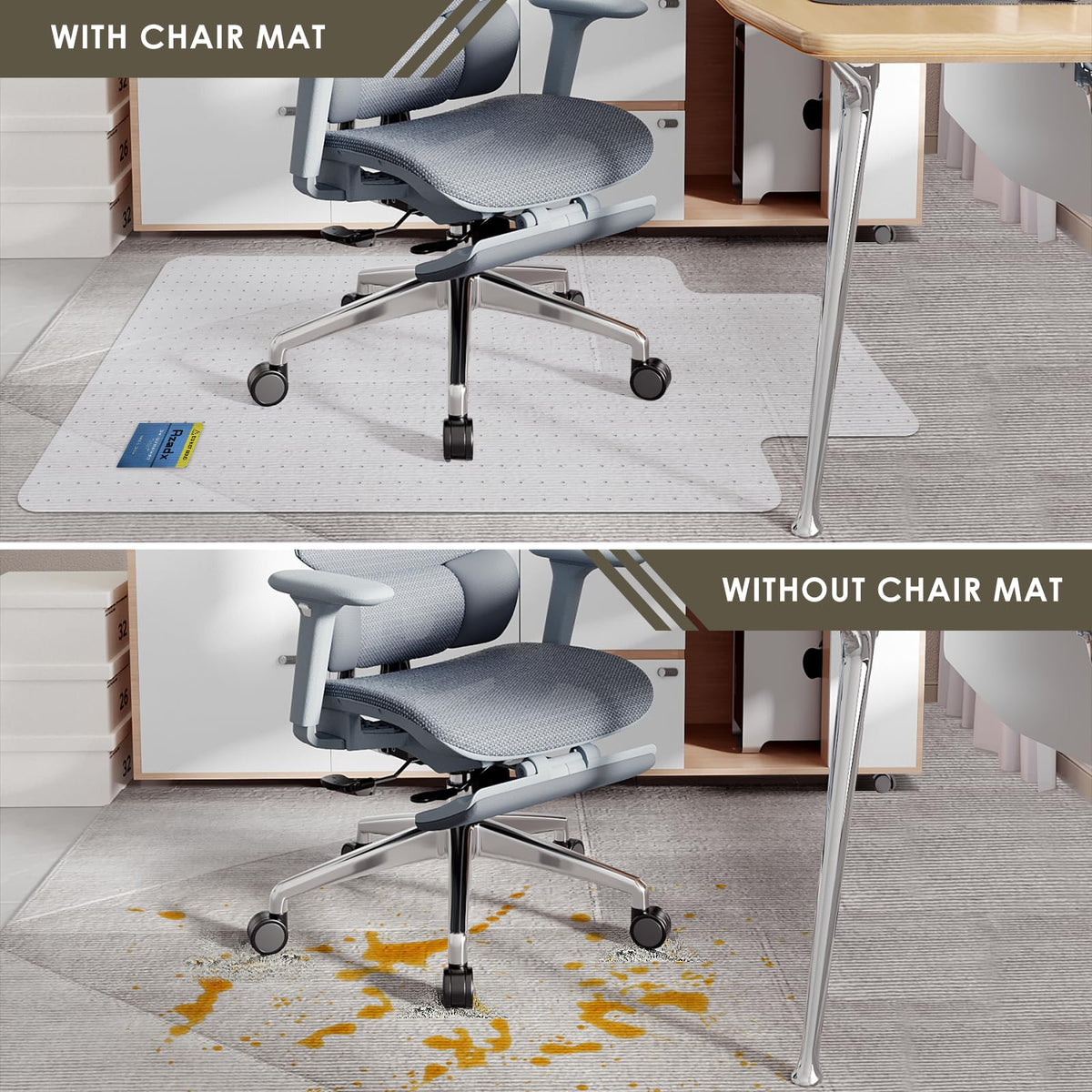 Heavy Duty Office Chair Mat for Carpet 36" x 48" with Lip Ship Flat