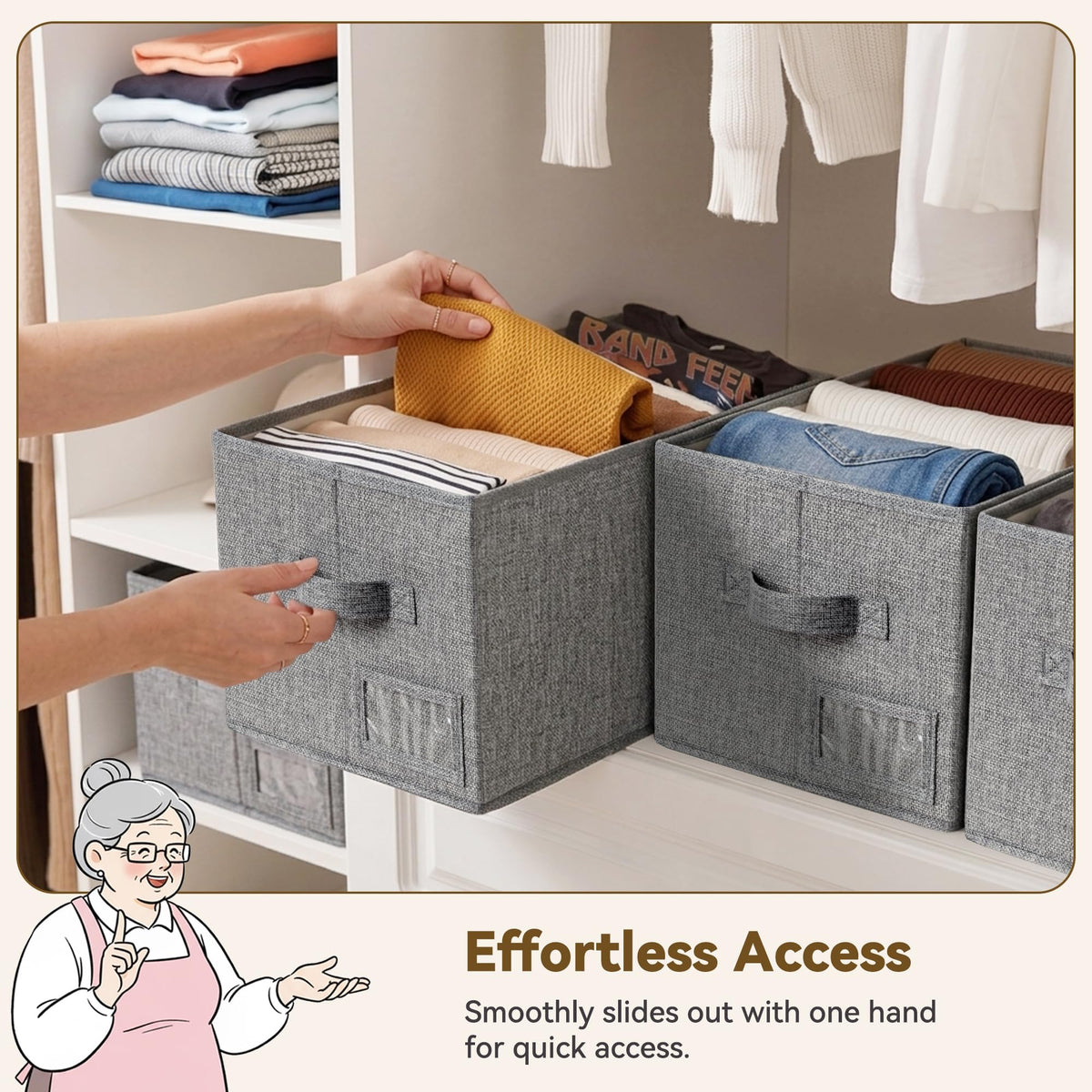 Closet Storage Bins with Label (3 Count)