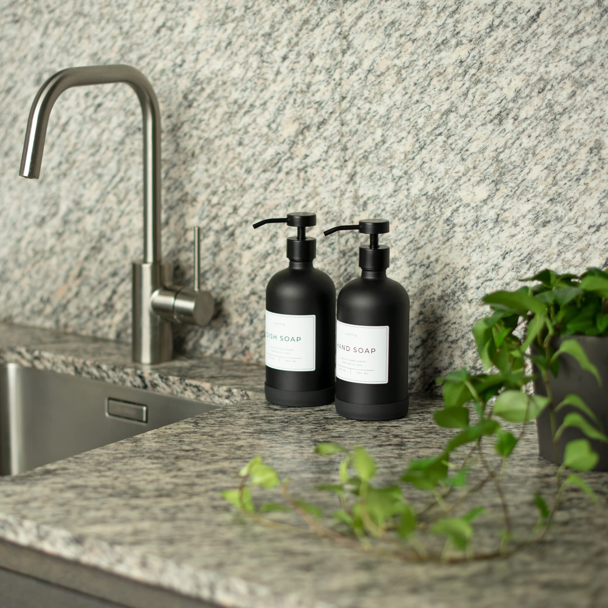 Hand and Dish Soap Dispenser for Kitchen and Bathroom (2 Count)