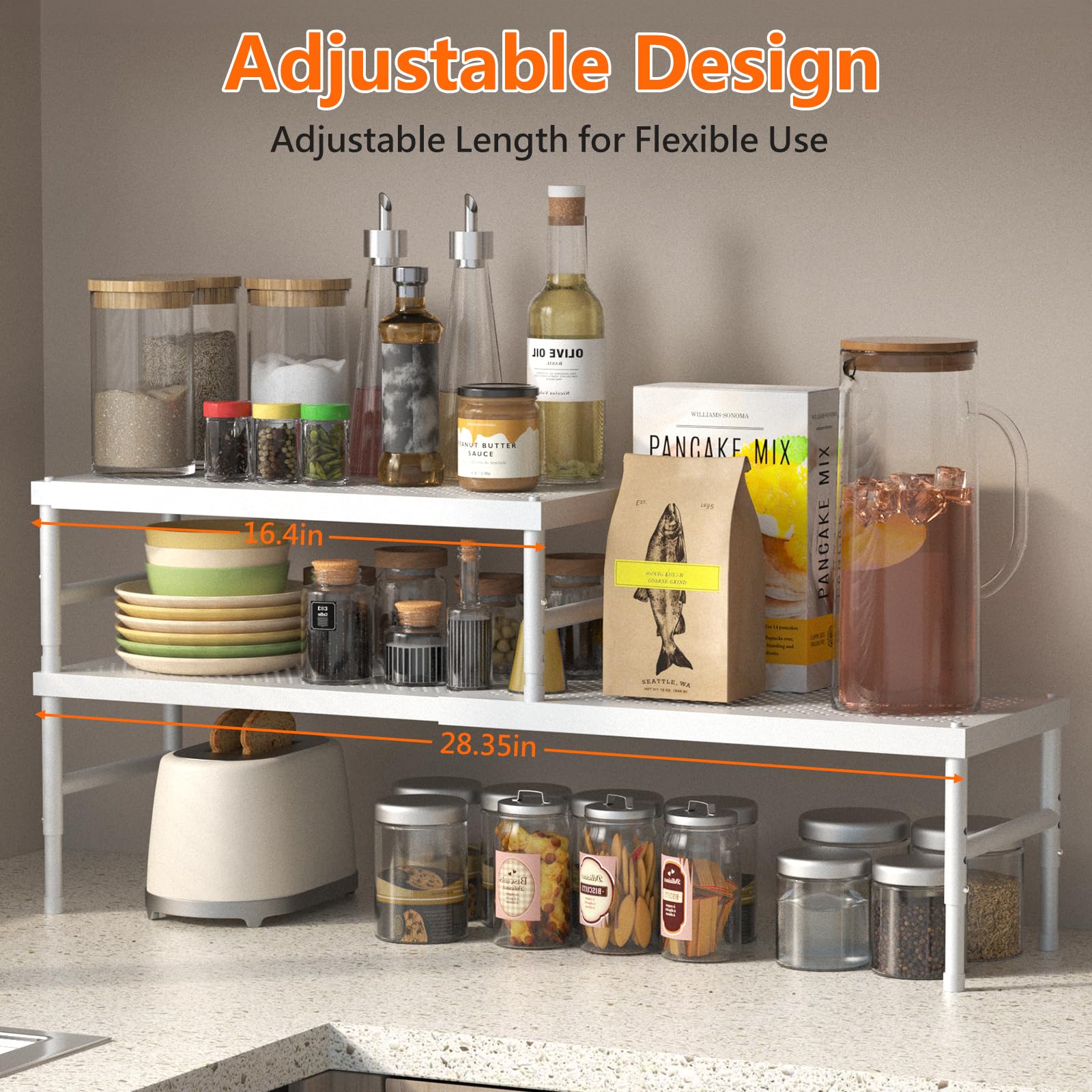 Kitchen cabinet organizer shelf