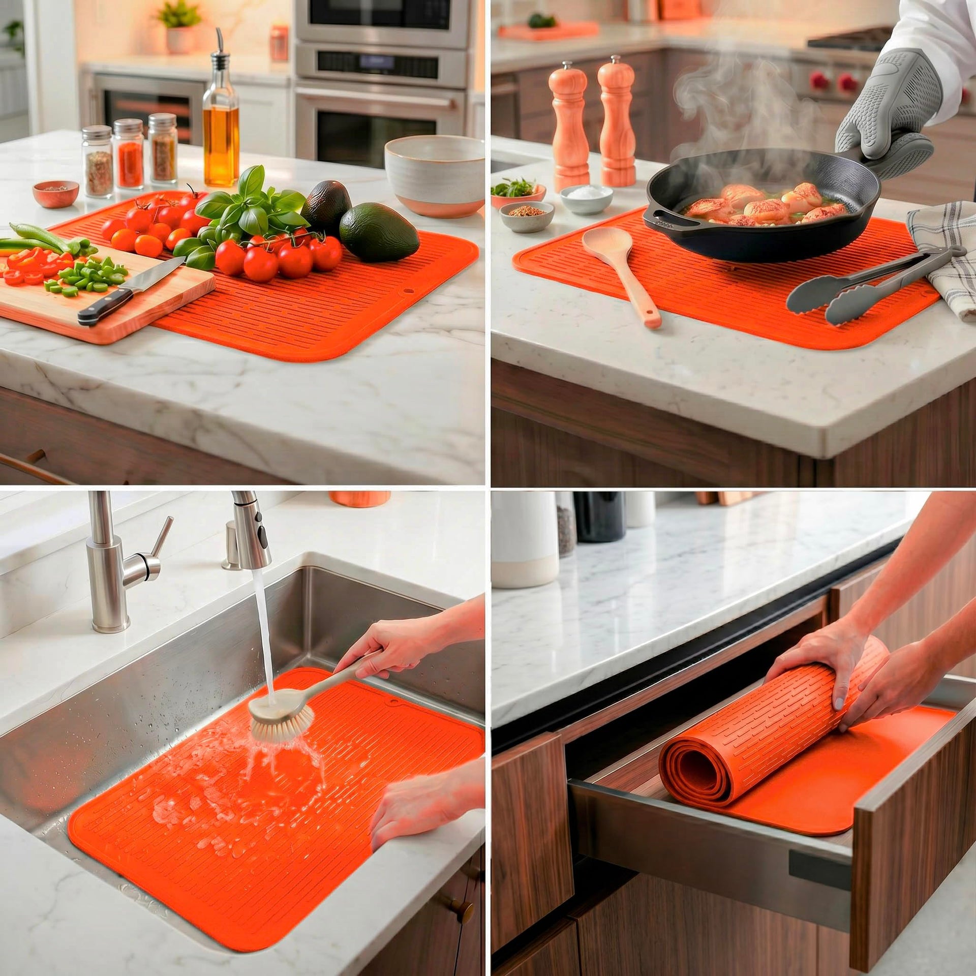 Silicone Dish Drying Mat for Multiple Usage