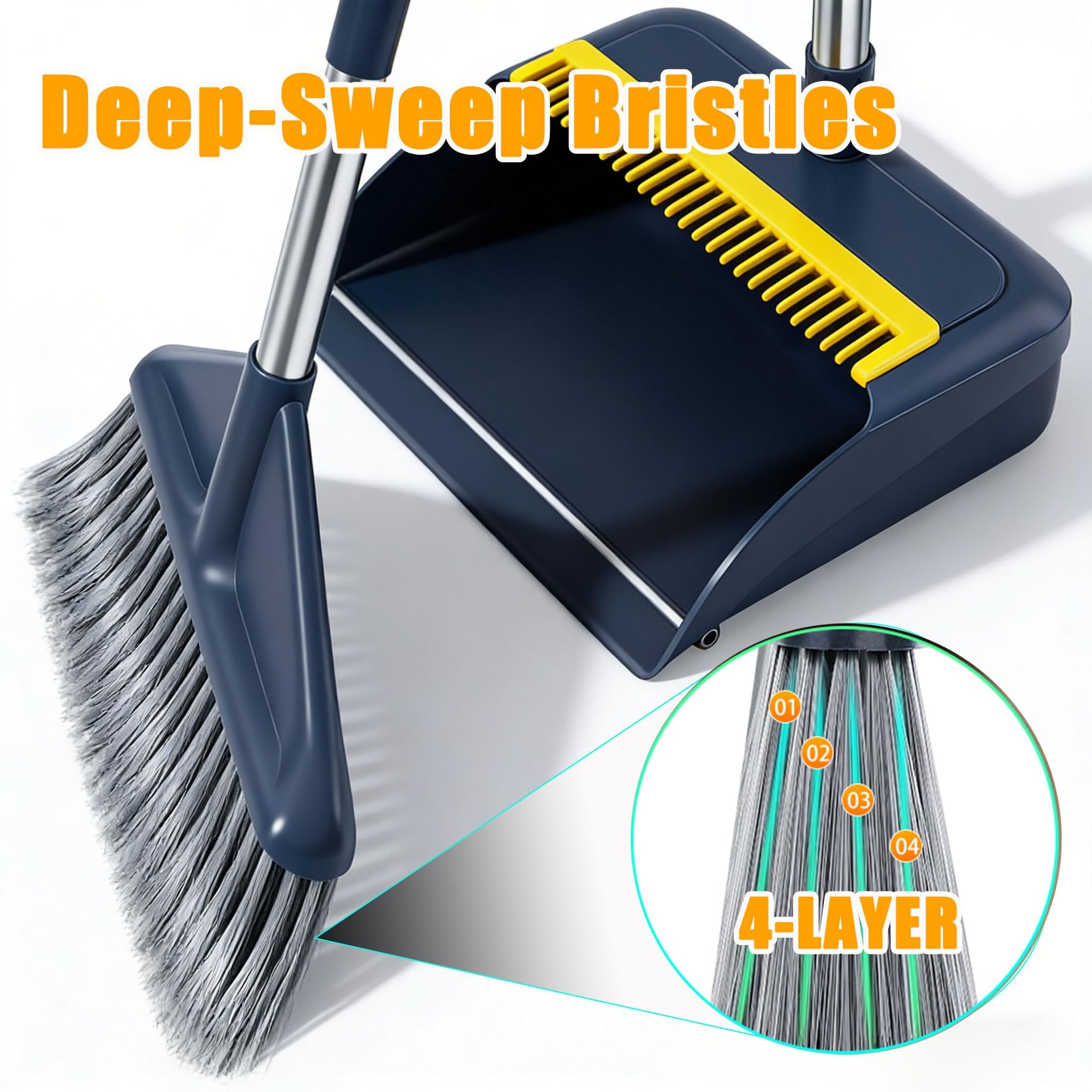 Broom and Dustpan Set with 52" Long Handle