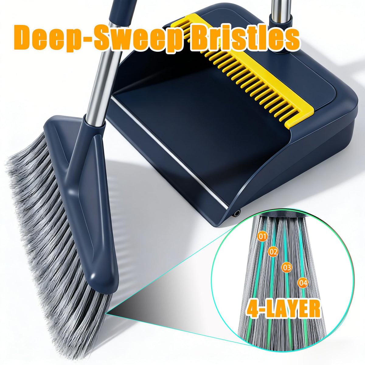 Broom and Dustpan Set with 52" Long Handle