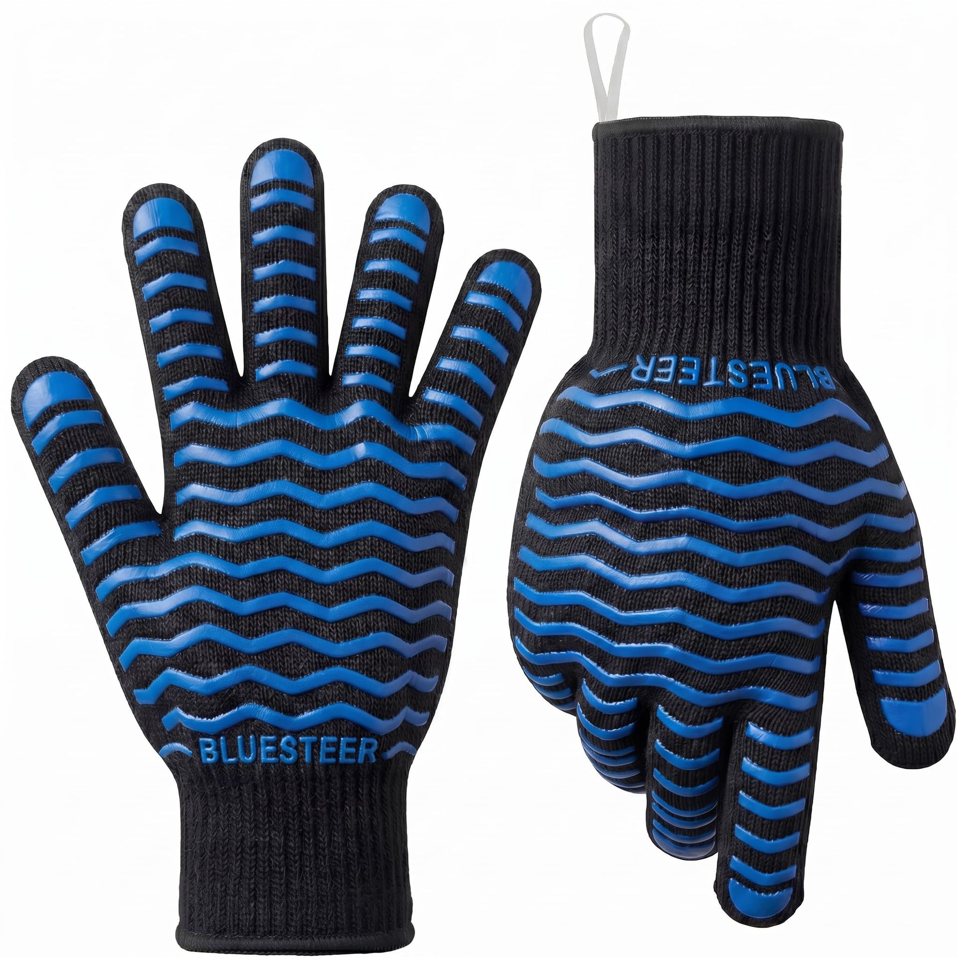 BBQ Gloves 1472°F Heat Resistant Oven Gloves with Fingers Heat Proof Grill Gloves Non (9.6 Ounce)
