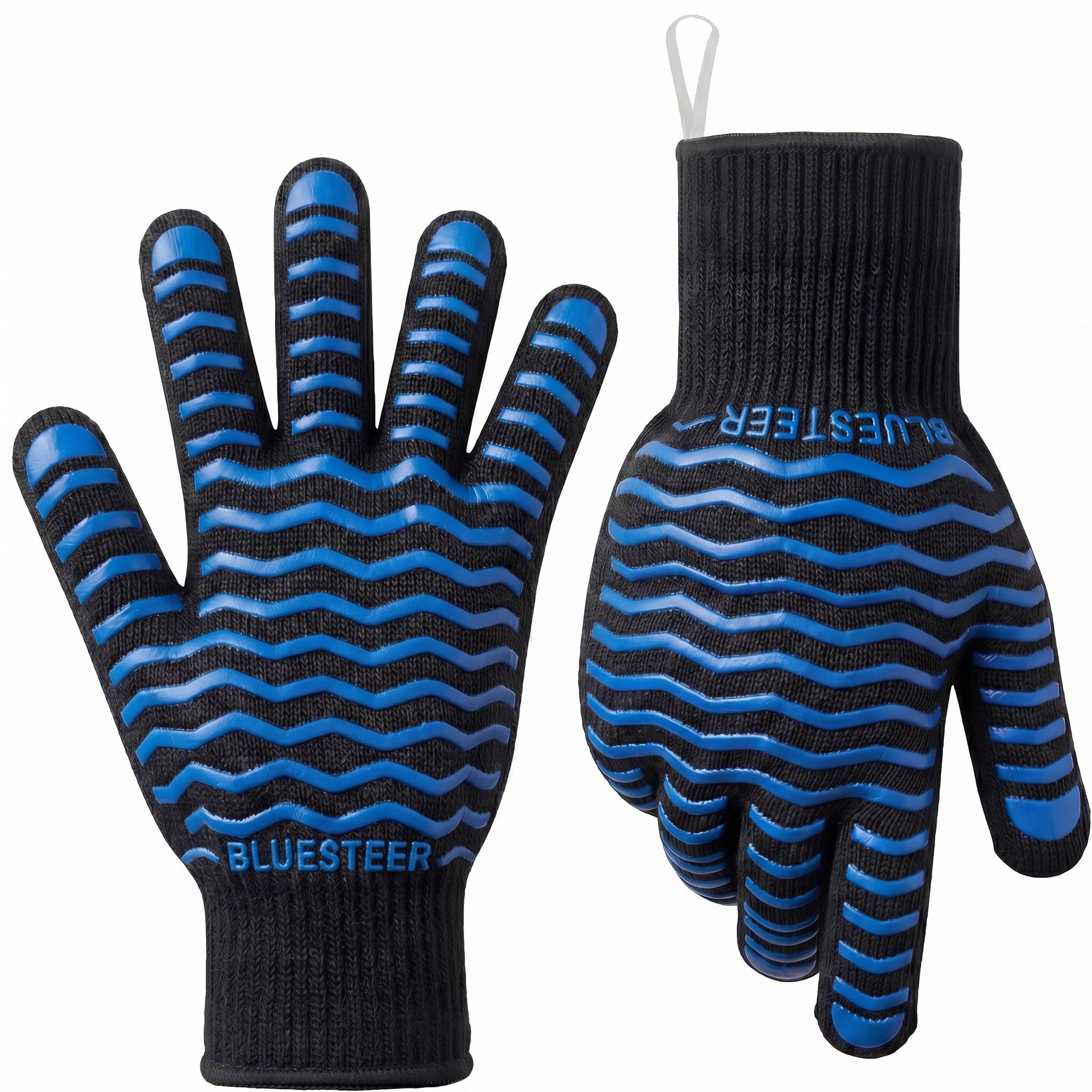 BBQ Gloves 1472°F Heat Resistant Oven Gloves with Fingers Heat Proof Grill Gloves Non (9.6 Ounce)