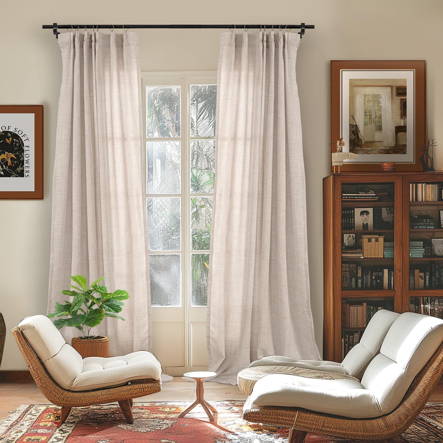 Linen Curtains 90 Inch Length 2 Panels for Living Room (2 Count)