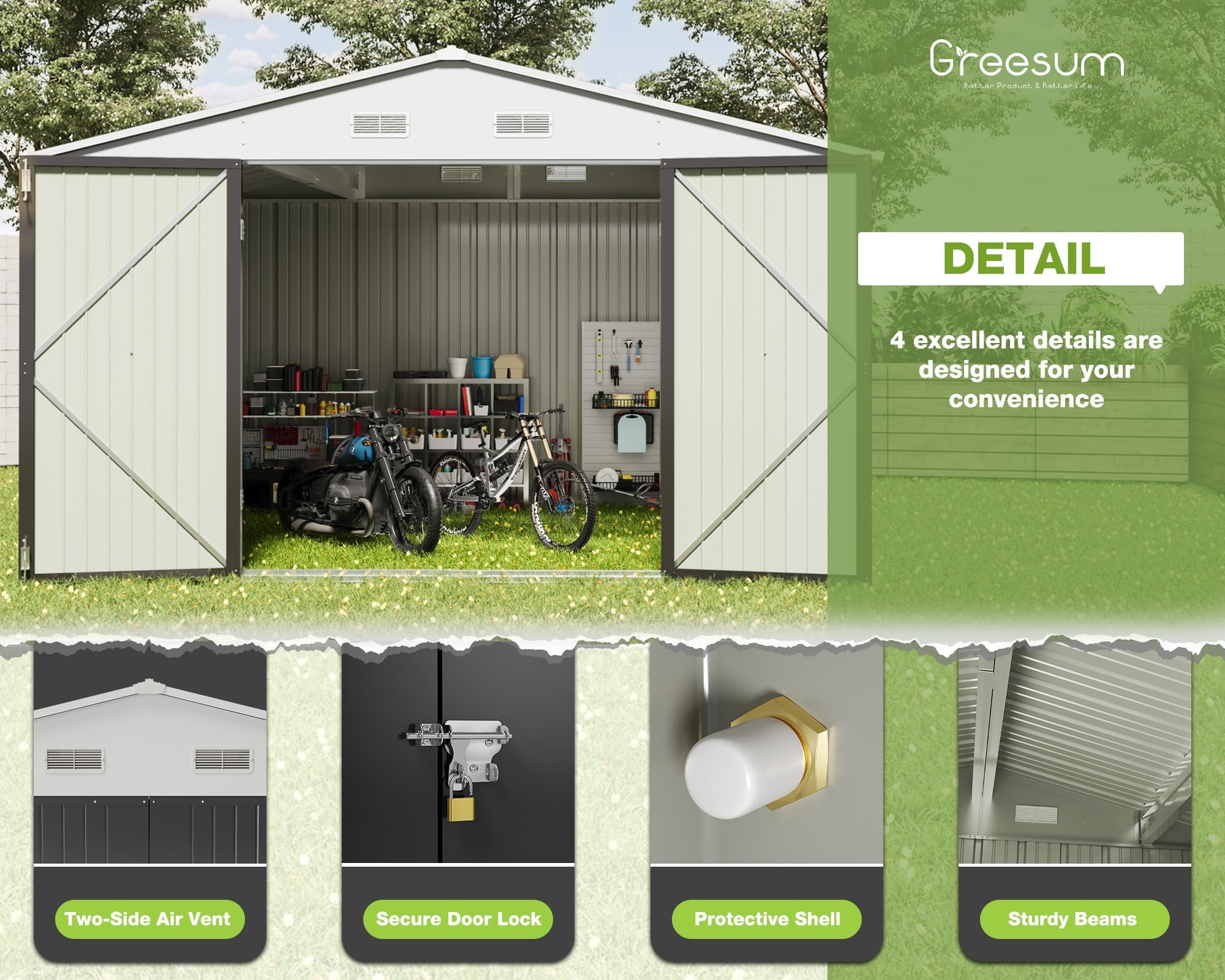 10x10FT Outdoor Storage Shed Utility Tool Shed