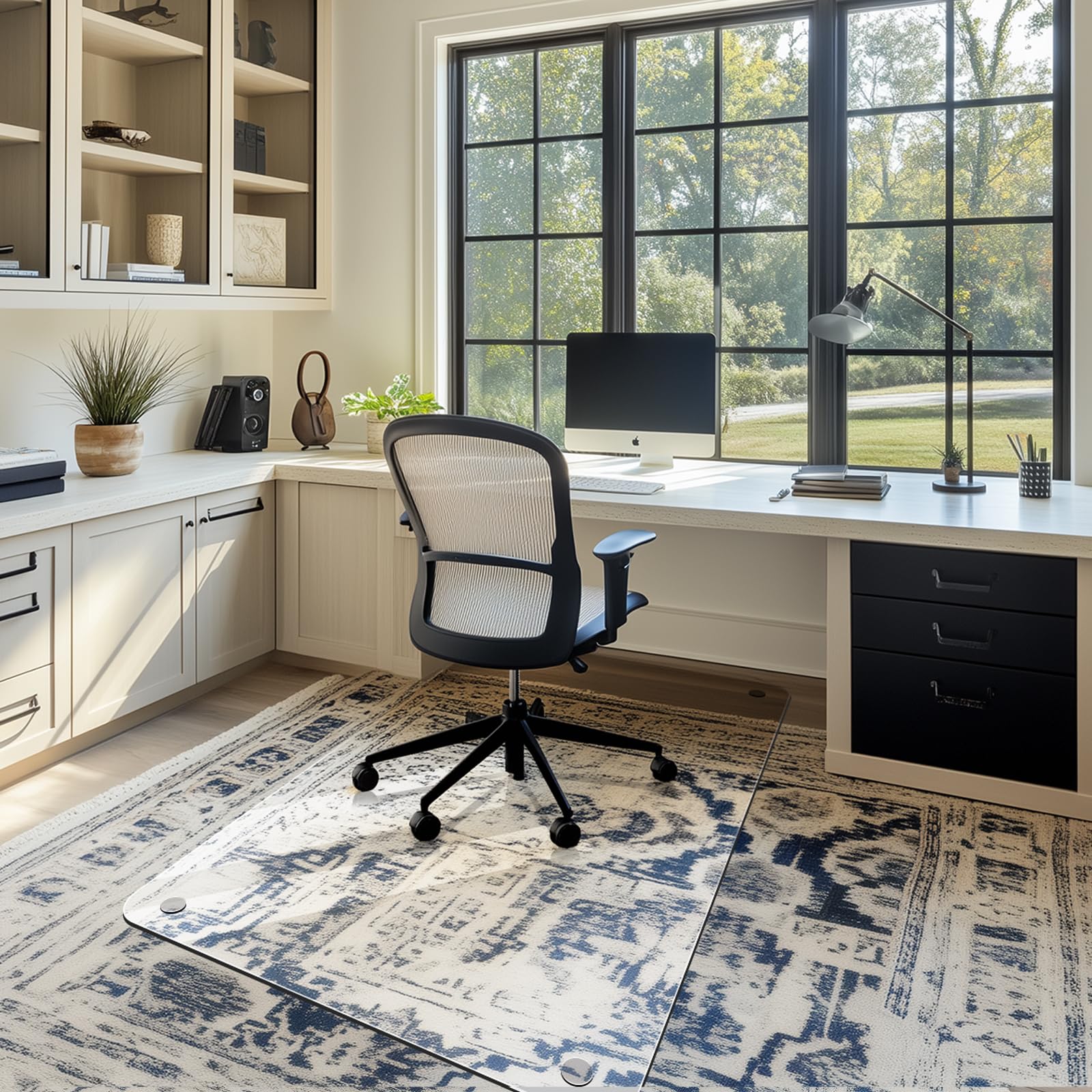 29"x48" Tempered Glass Chair Mat for Carpet & Hardwood Floors