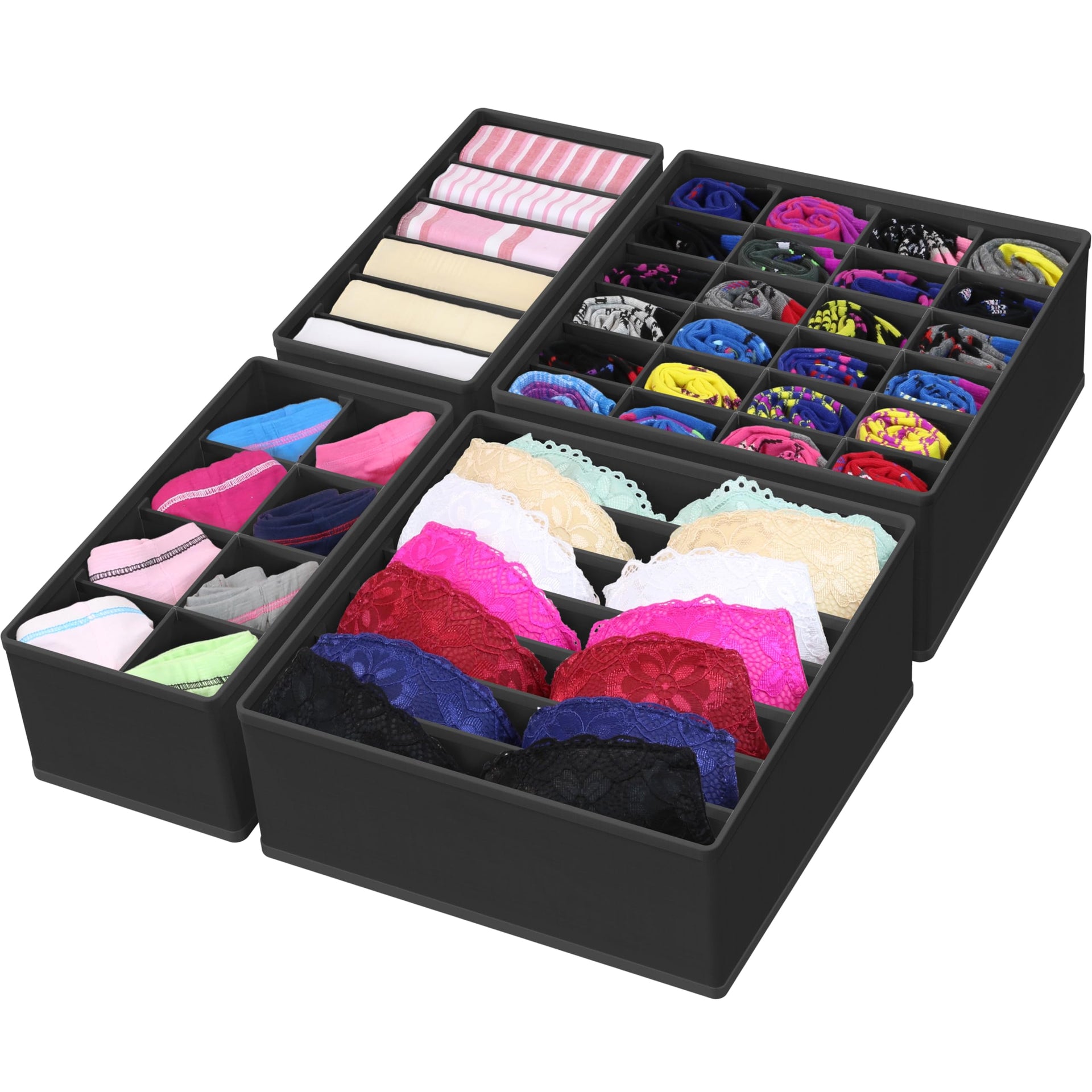 4 Pack Drawer Organizer Set for Underwear (4 Count)