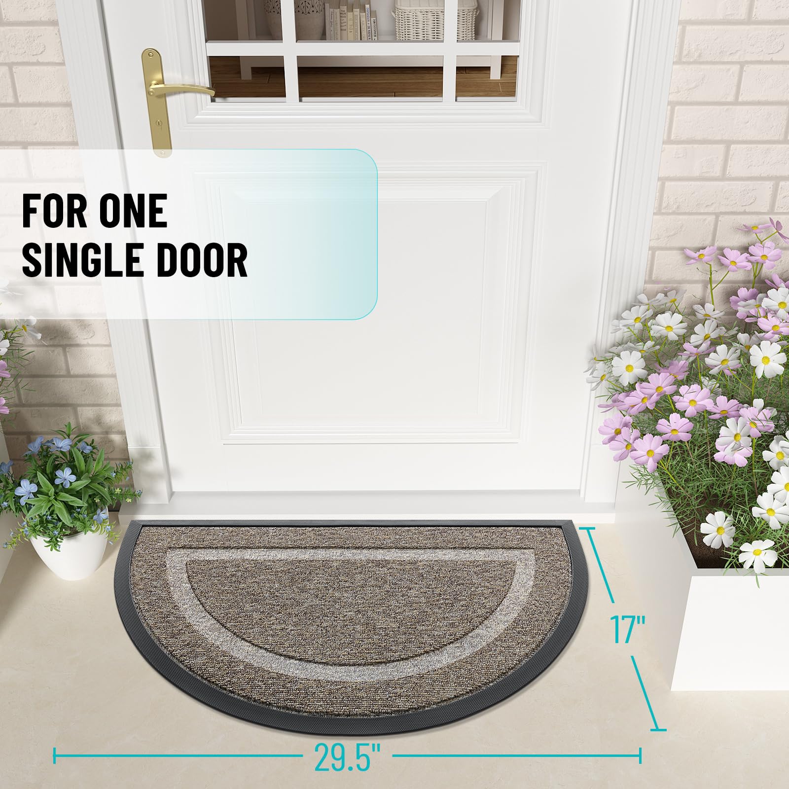 Half Circle Front Door Mat Outside 29.5x17 All (29.5 Sq Ft)