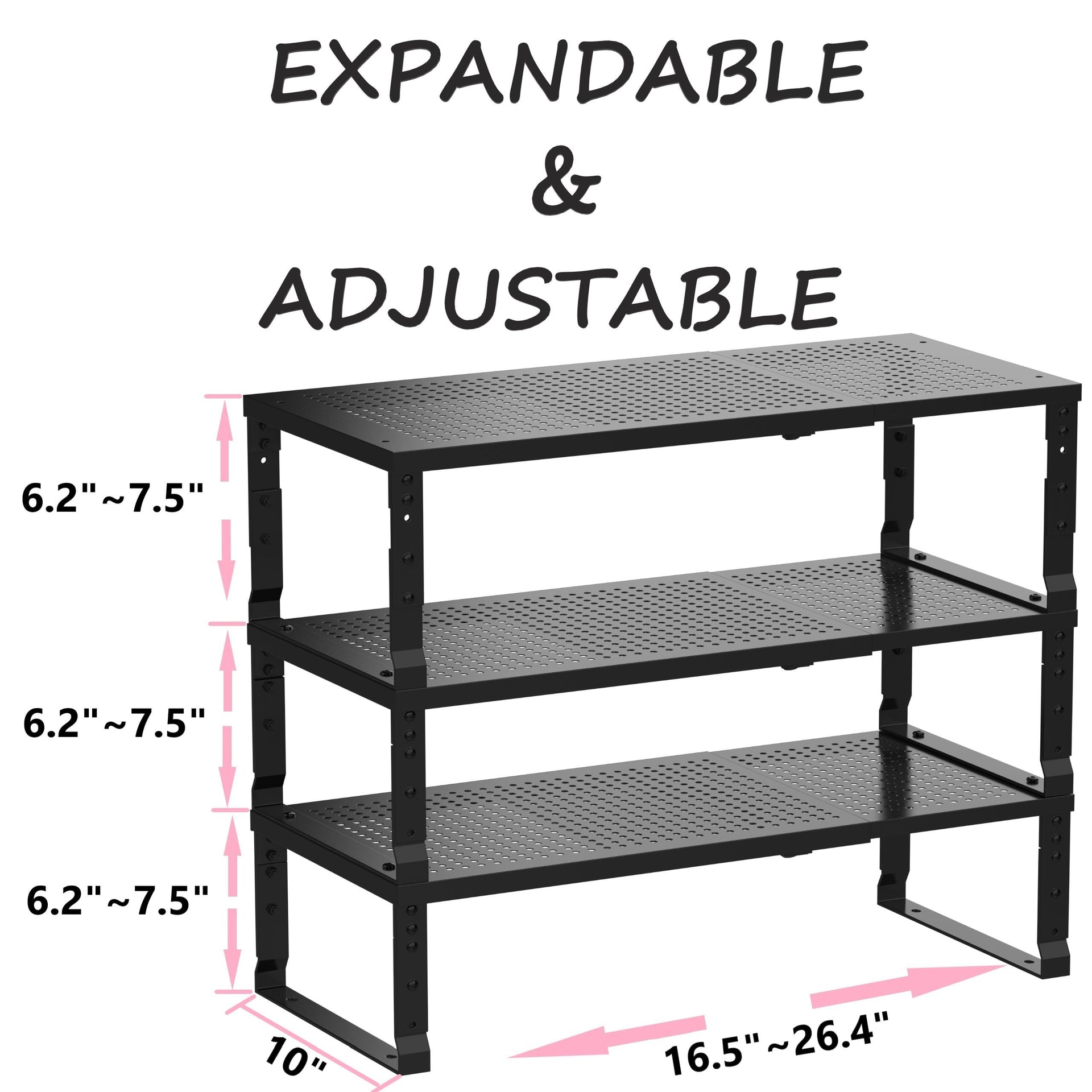 Metal Stackable Expandable Storage Shelf (3 Count)