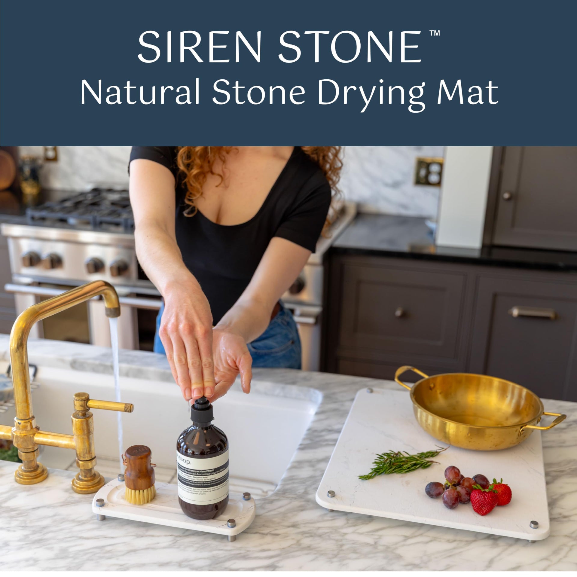 LARGE White Stone Dish Drying Mat for Kitchen Counter