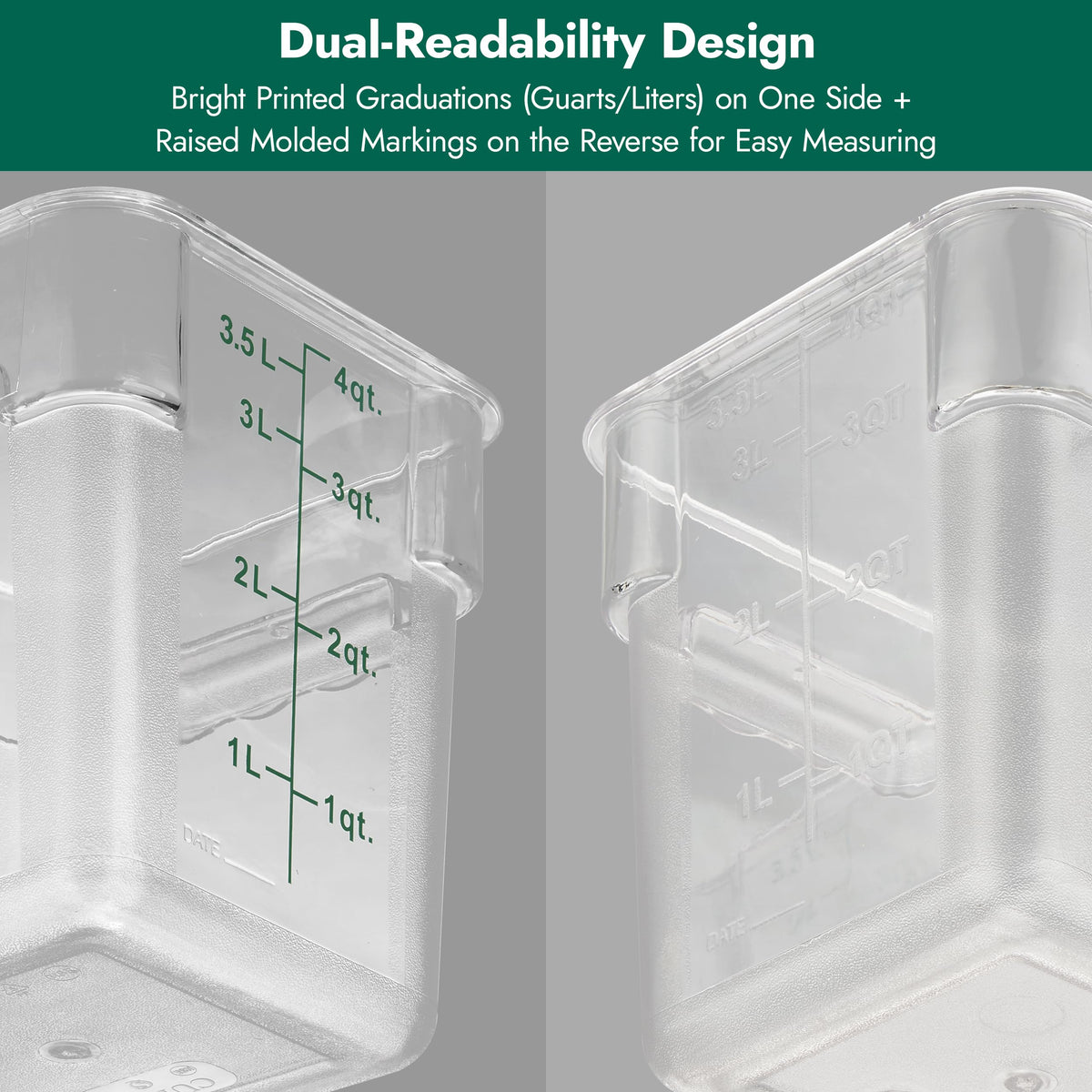 4 Pack Food Storage Container with Green Lid (4 Count)