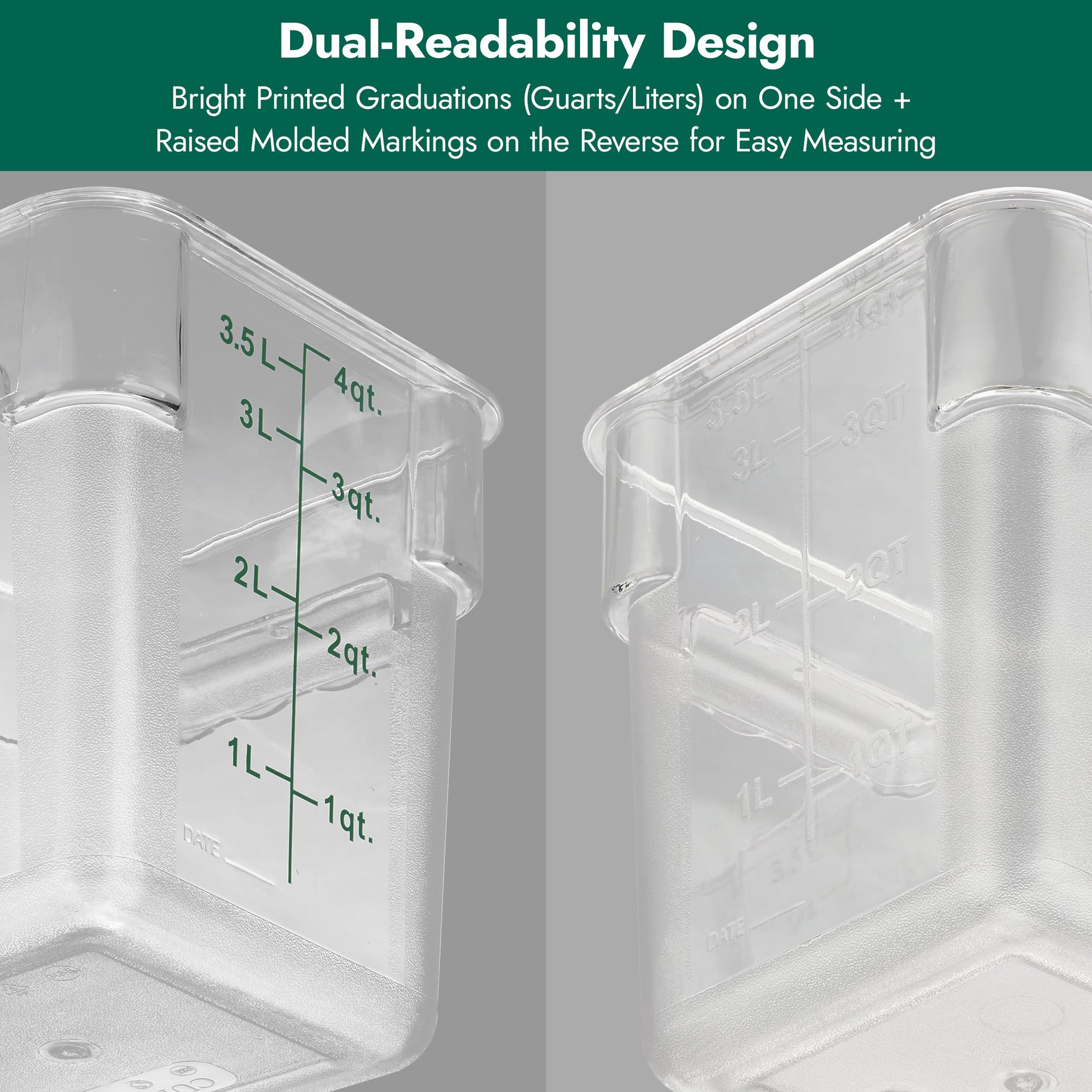 4 Pack Food Storage Containers with Green Lids (4 Count)