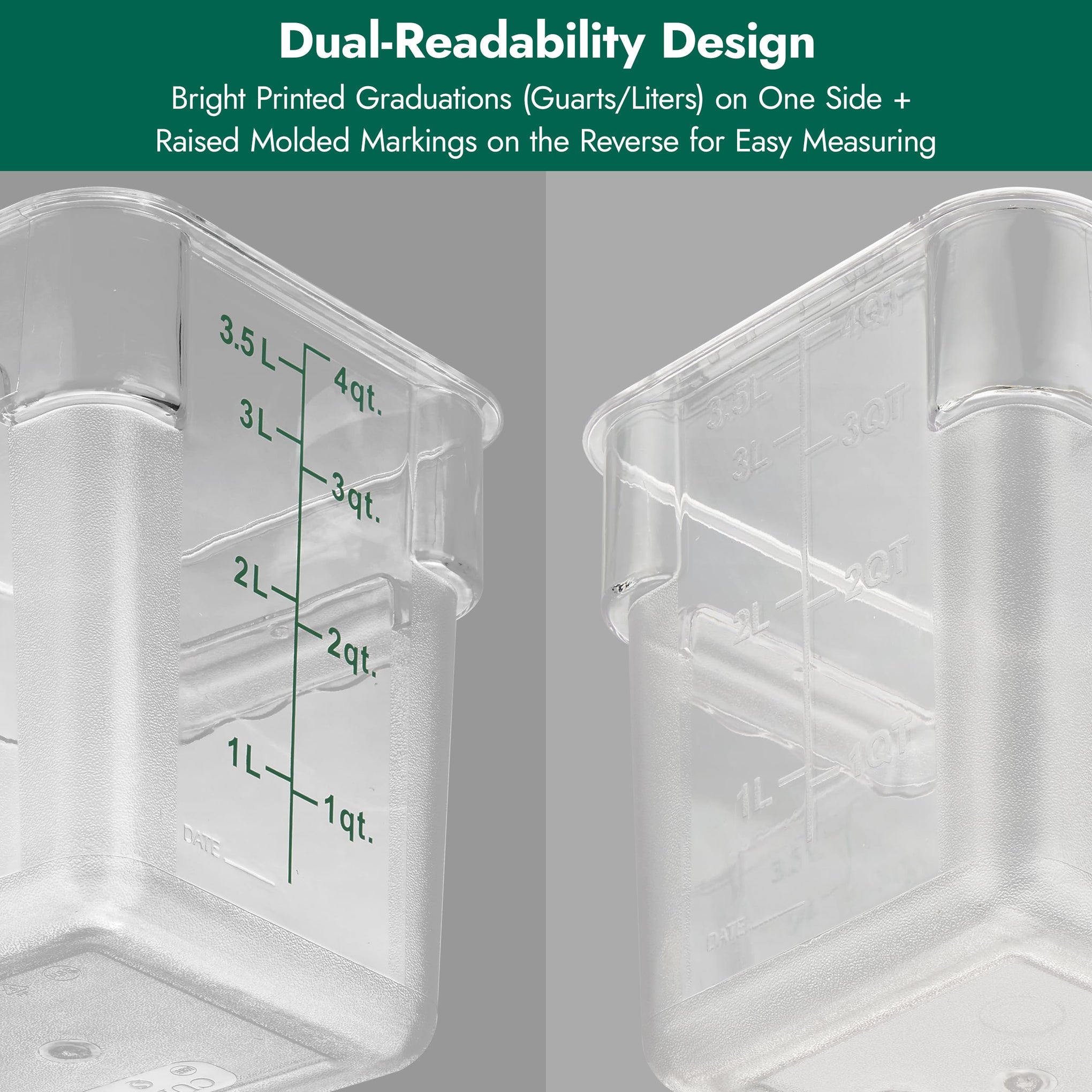 4 Pack Food Storage Container with Green Lid (4 Count)