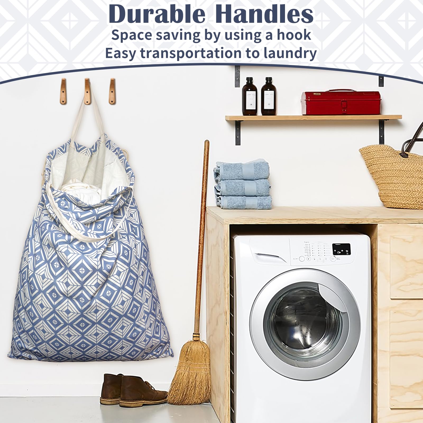 Canvas Laundry Bag with Handles & Drawstring 30"Wx35"H