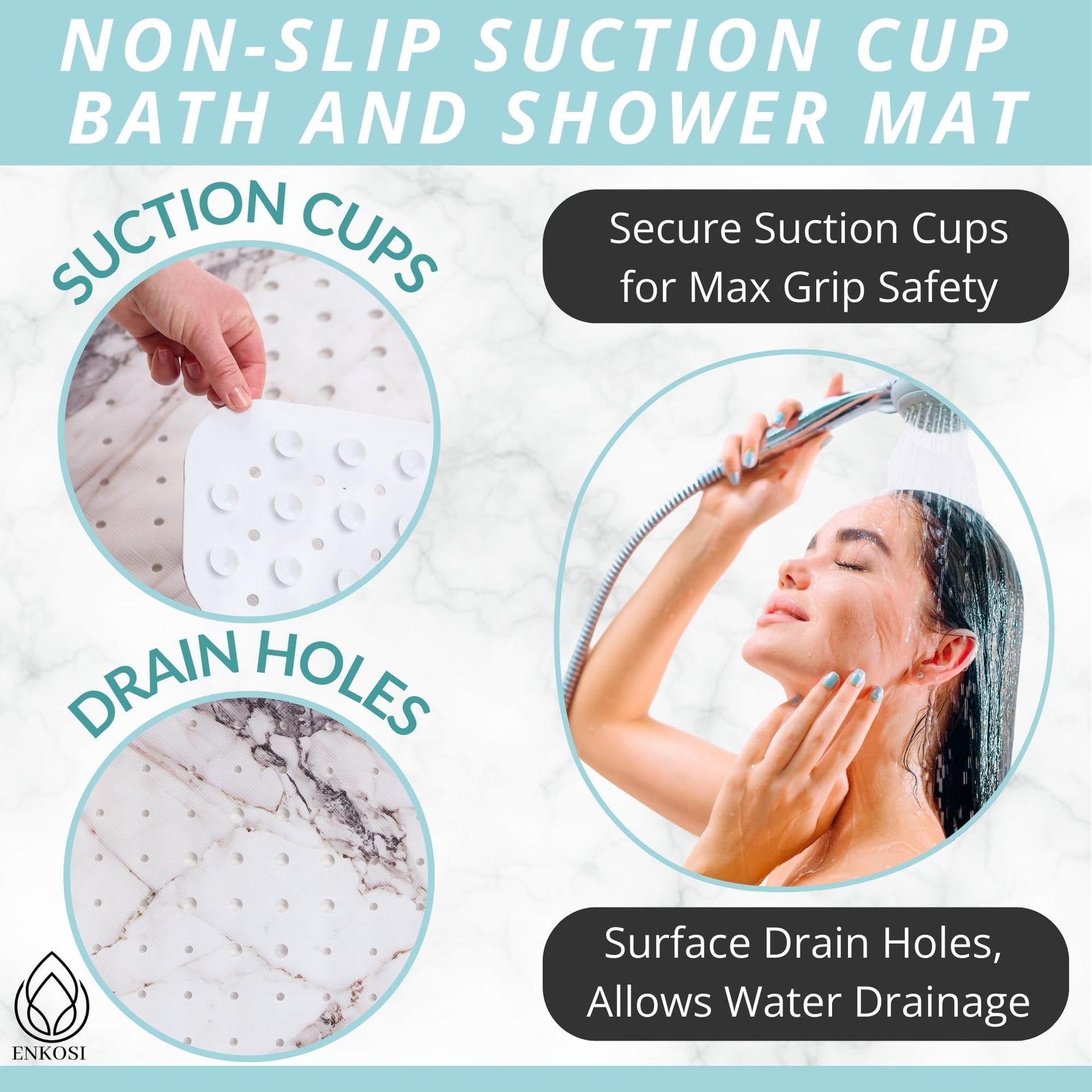 Non Slip Bath & Shower Mat 40x16 Extra Long