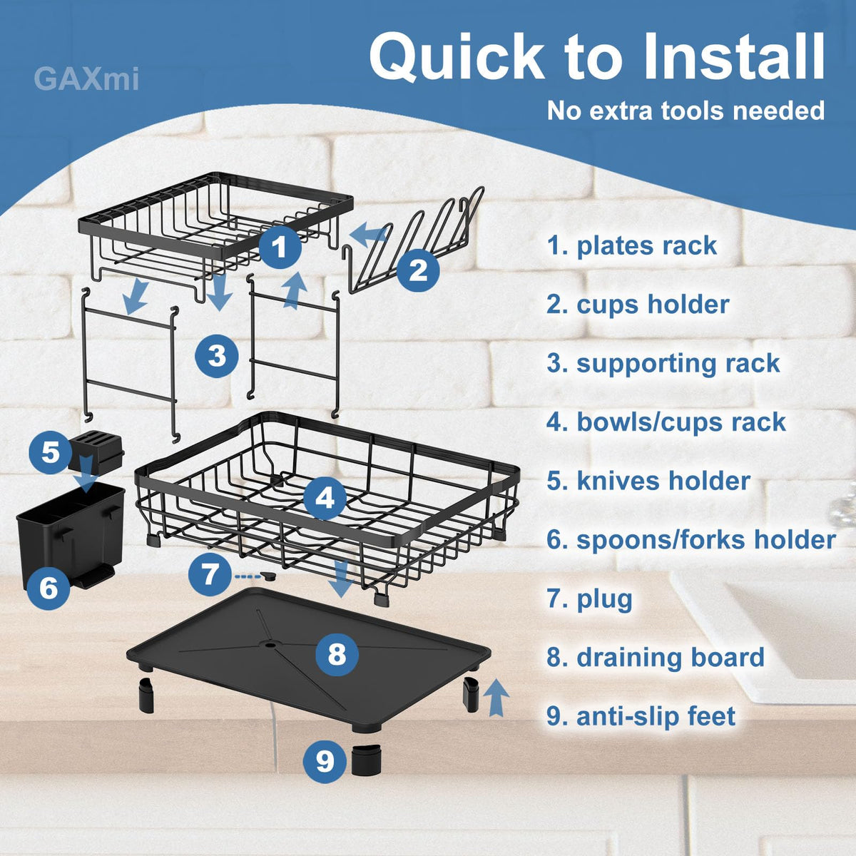 Dish Drying Rack with Drainboard for Kitchen Countertop 2