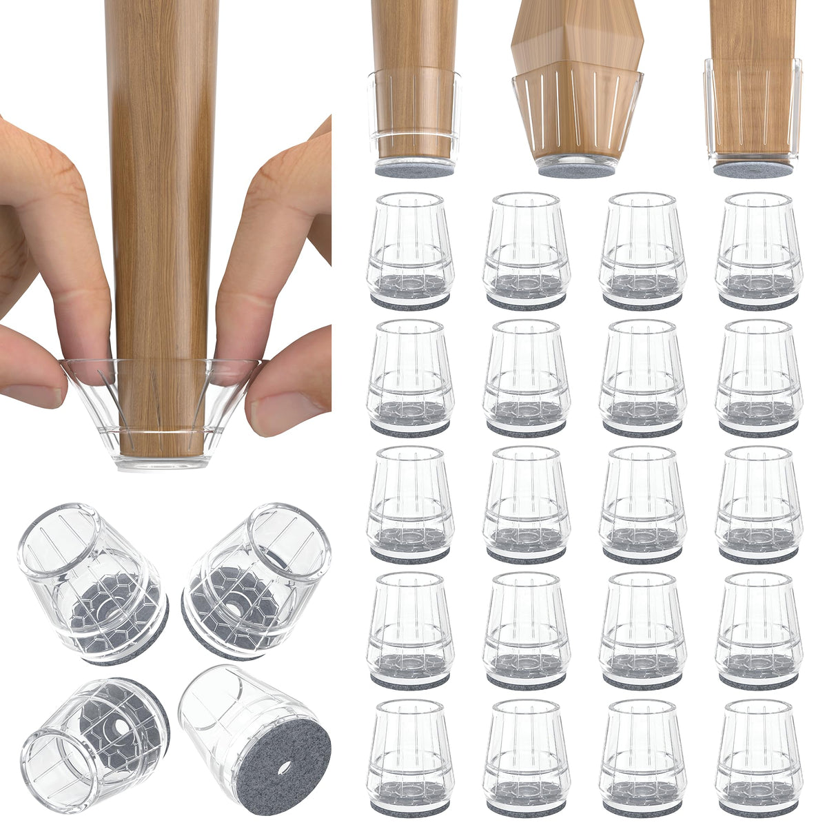 24PCS Extra Small Silicone Chair Leg Floor Protectors for Hardwood Floors (24 Count)