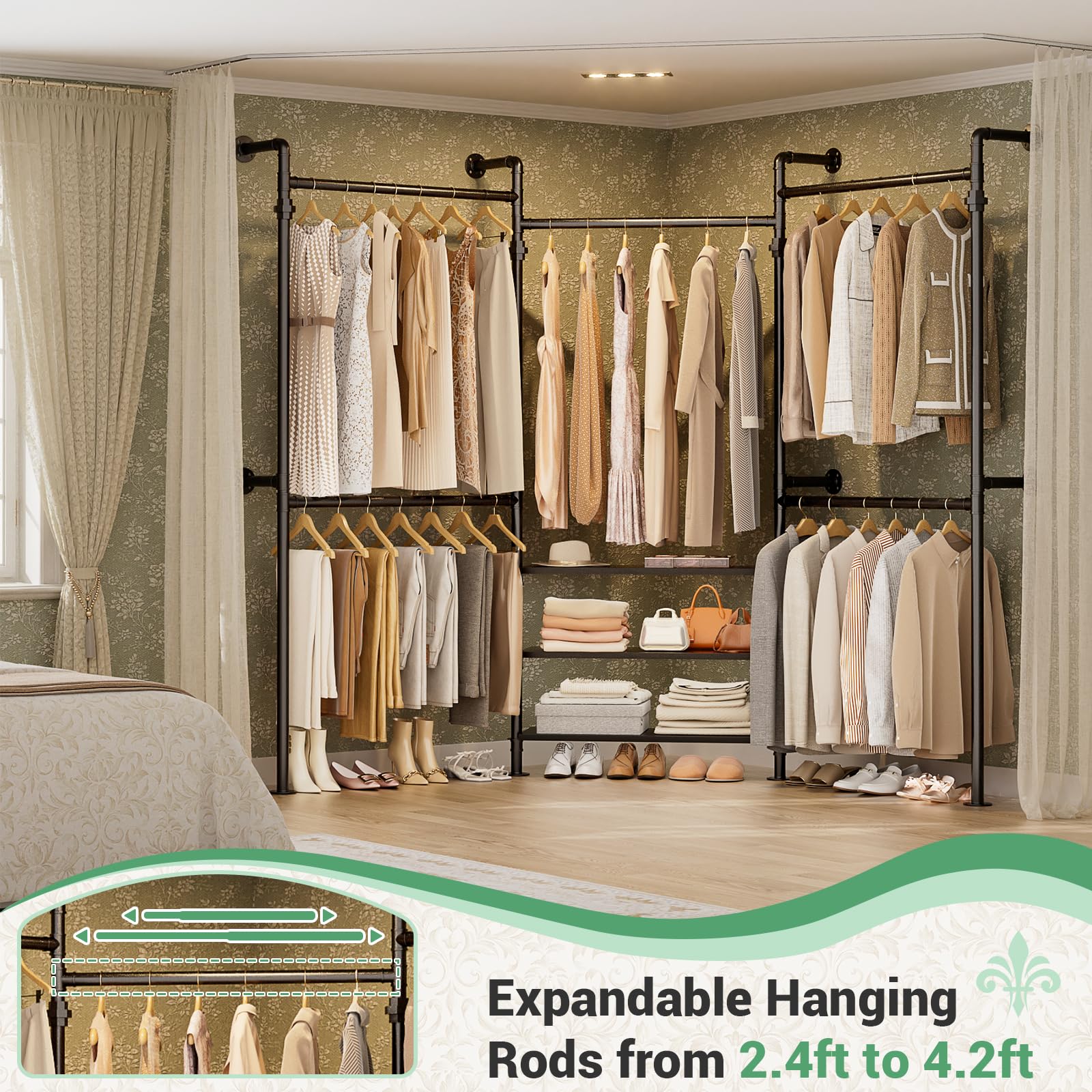 Expandable Industrial Pipe Clothing Rack